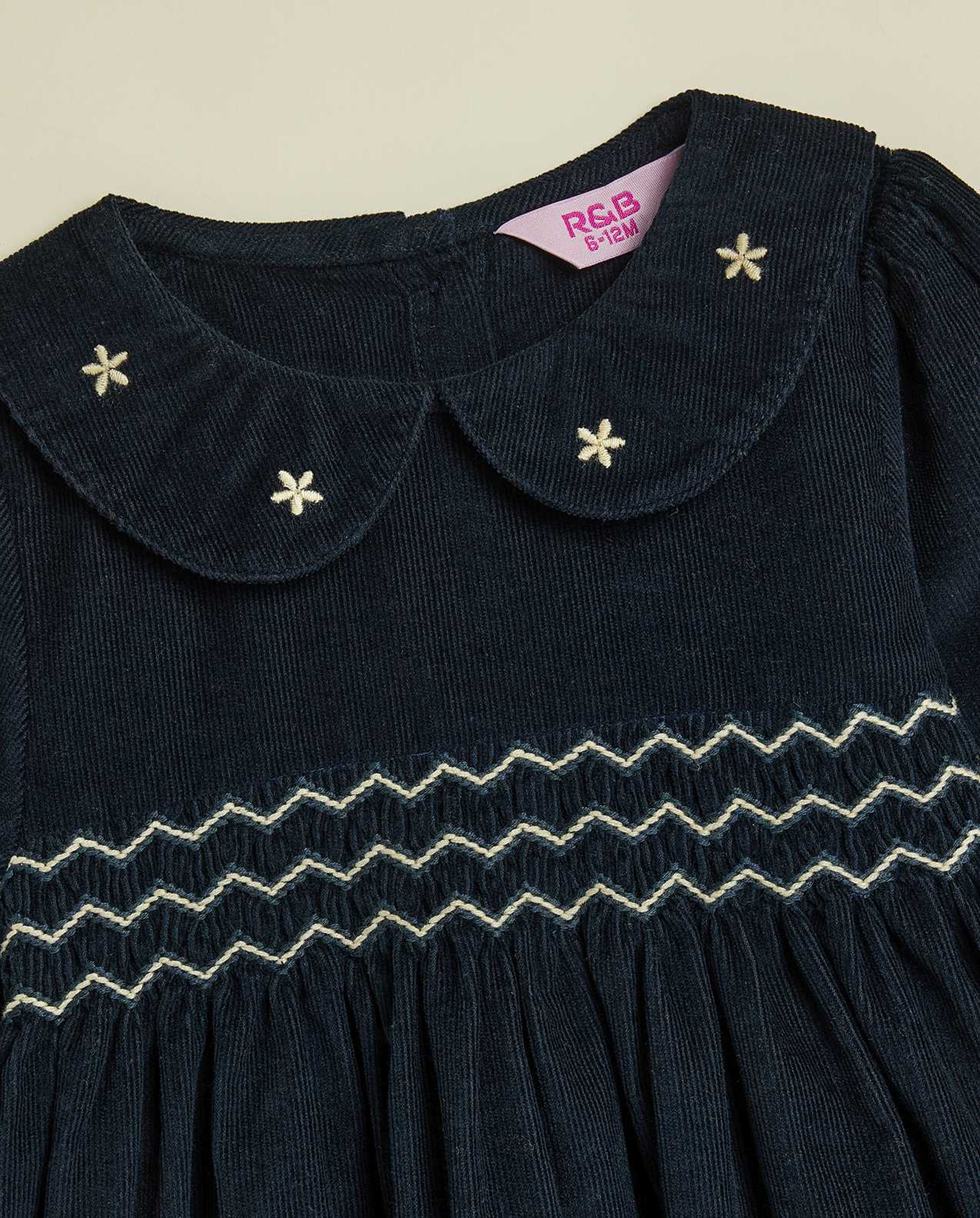 Embroidered Fit & Flare Dress with Long Sleeves