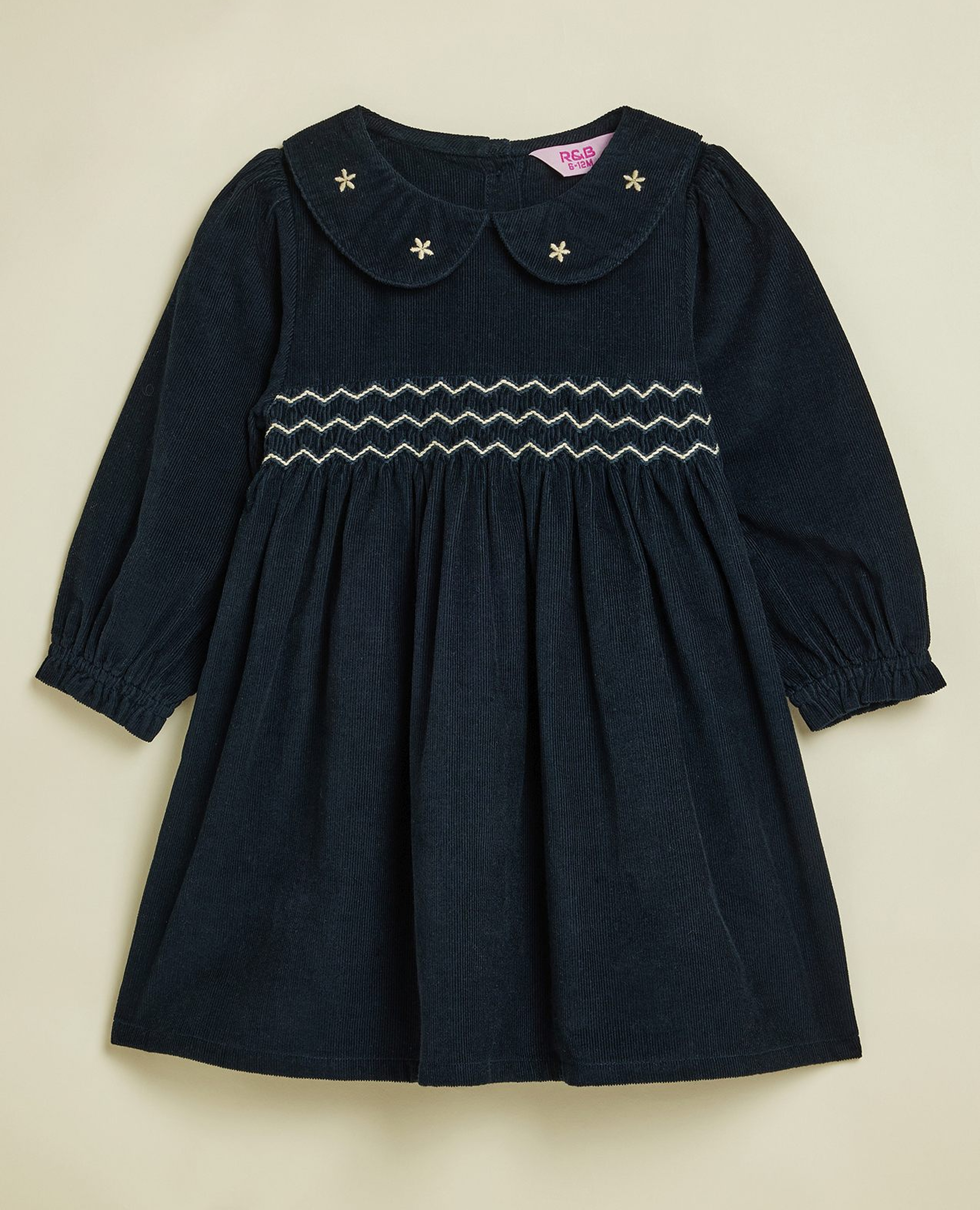 Embroidered Fit & Flare Dress with Long Sleeves