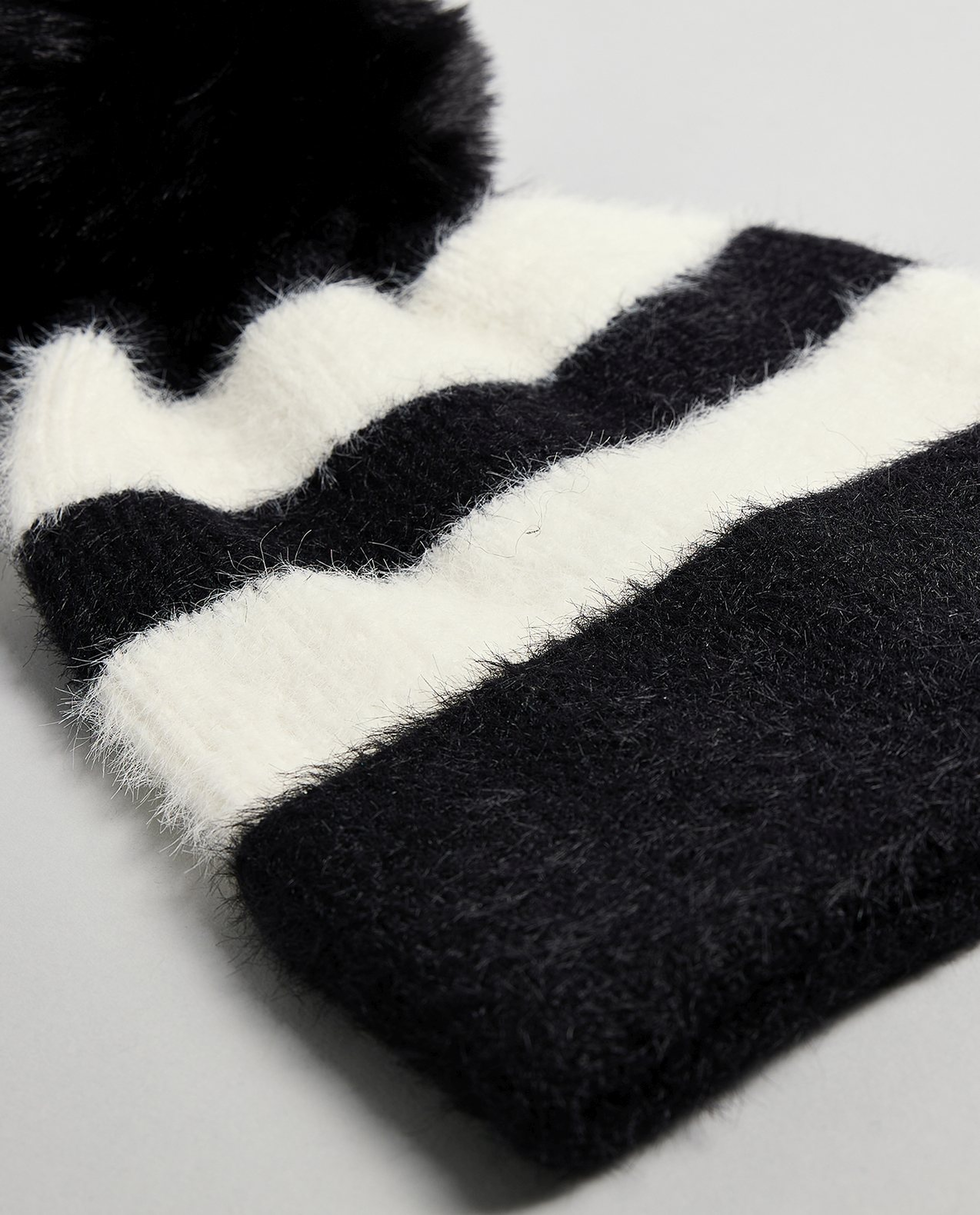 Striped Beanie with Pom-Pom