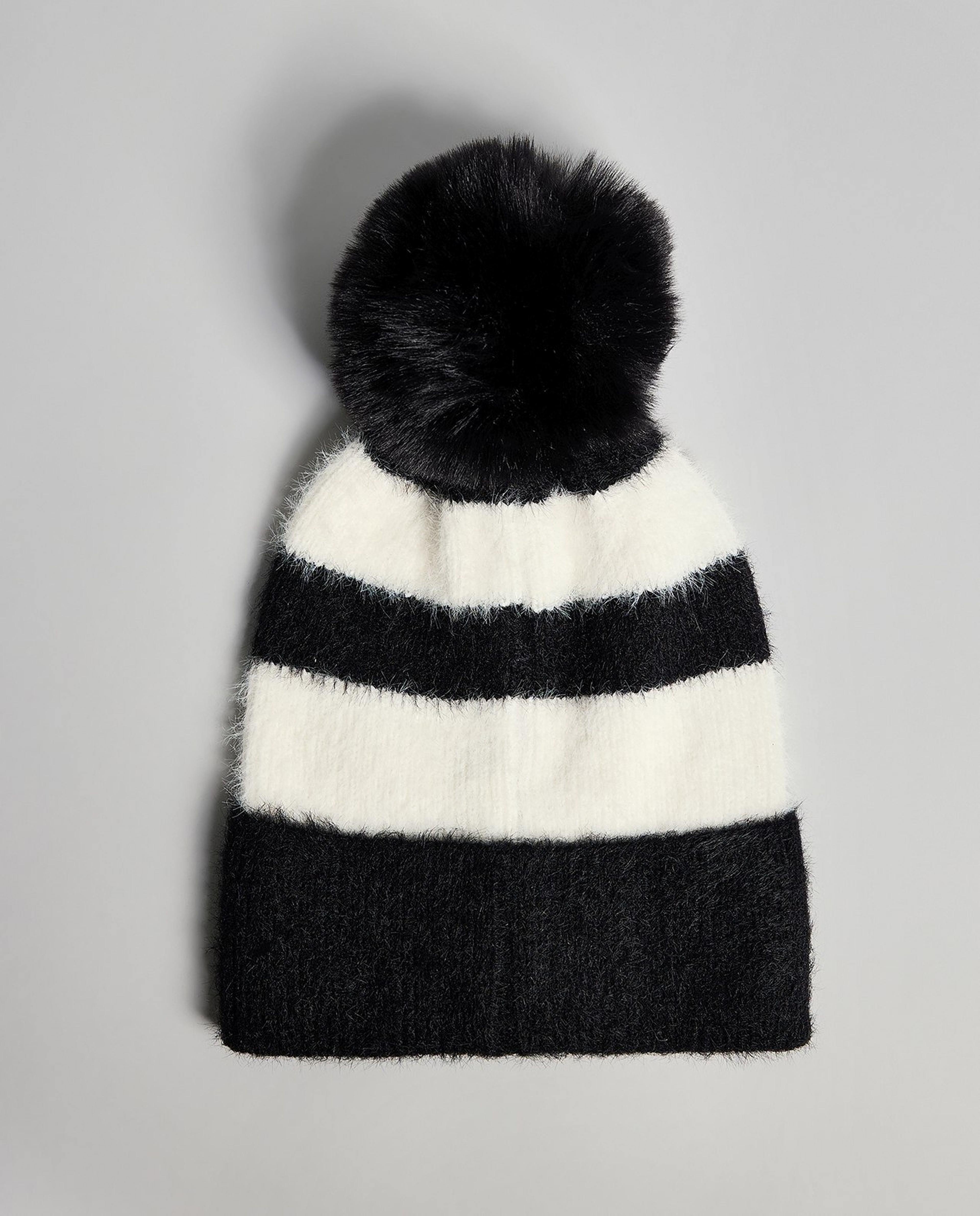 Striped Beanie with Pom-Pom