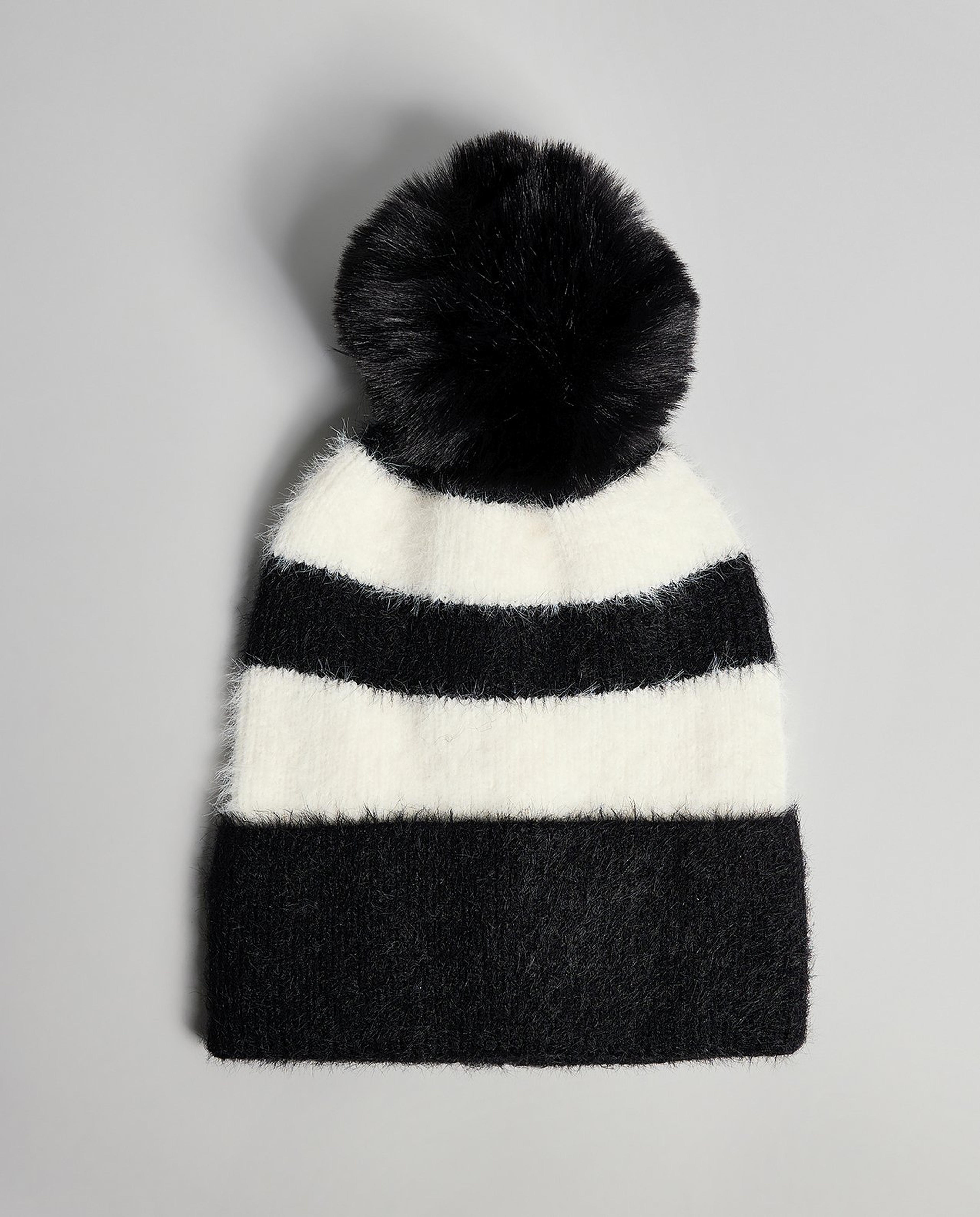 Striped Beanie with Pom-Pom