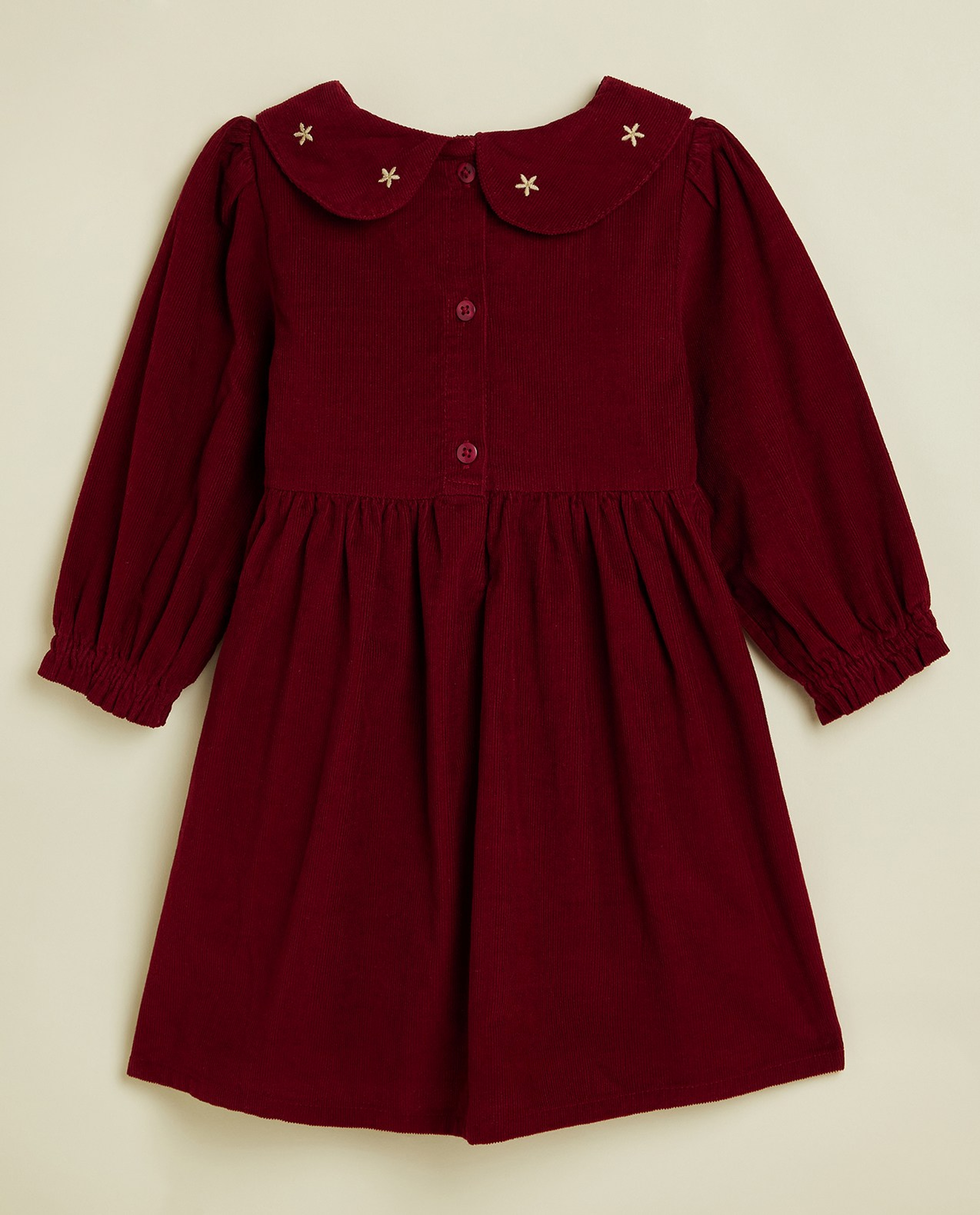 Embroidered Fit & Flare Dress with Long Sleeves