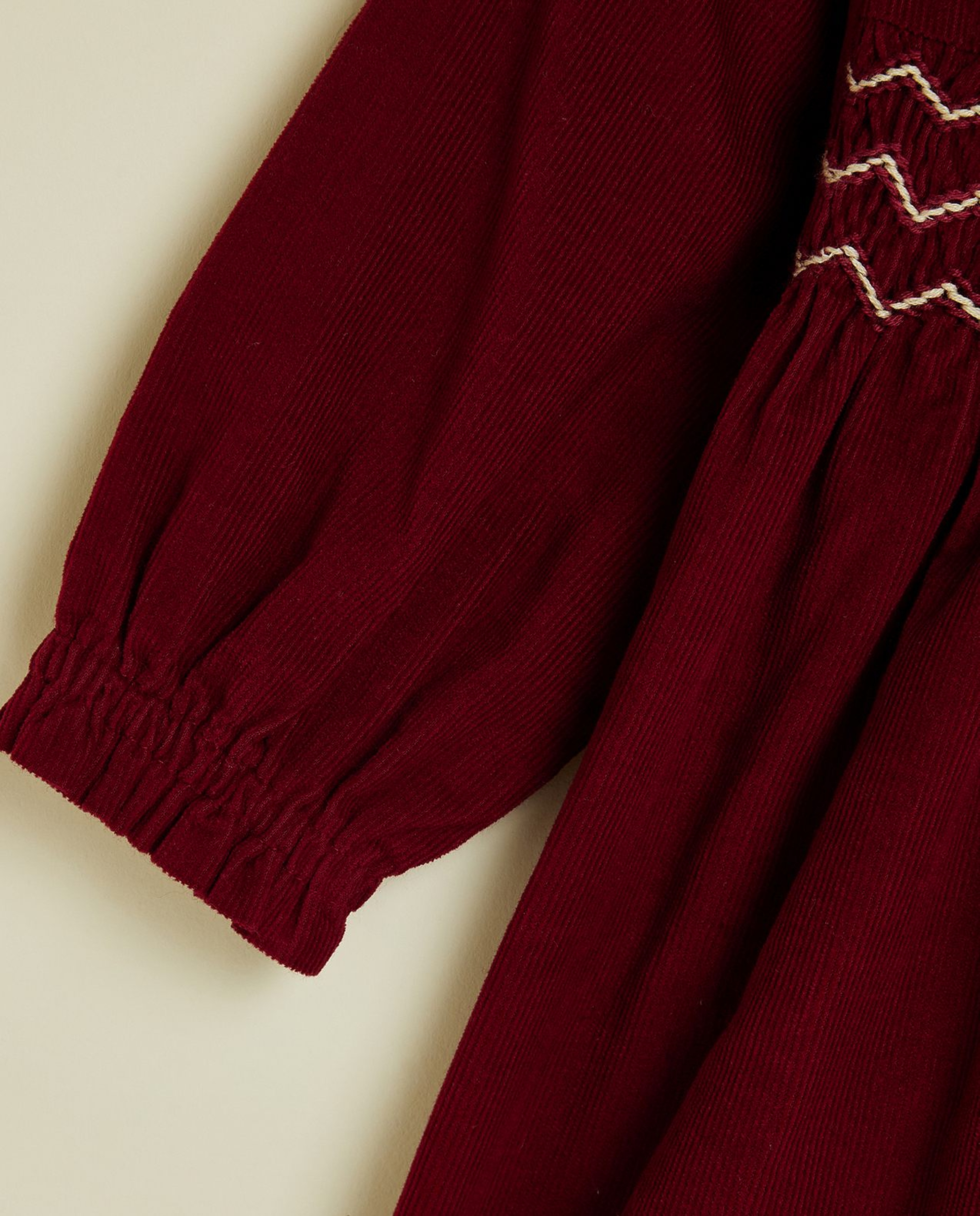 Embroidered Fit & Flare Dress with Long Sleeves