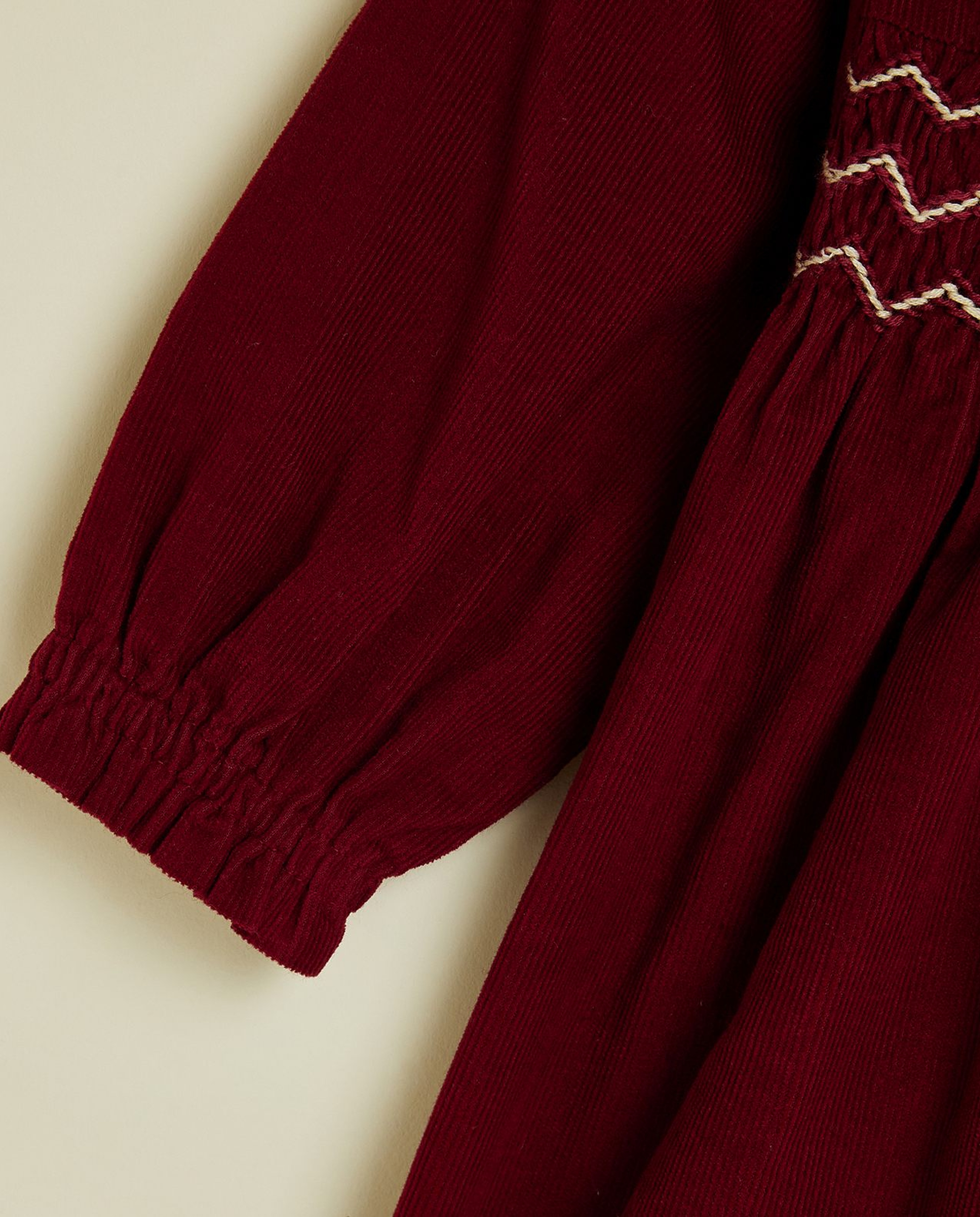 Embroidered Fit & Flare Dress with Long Sleeves