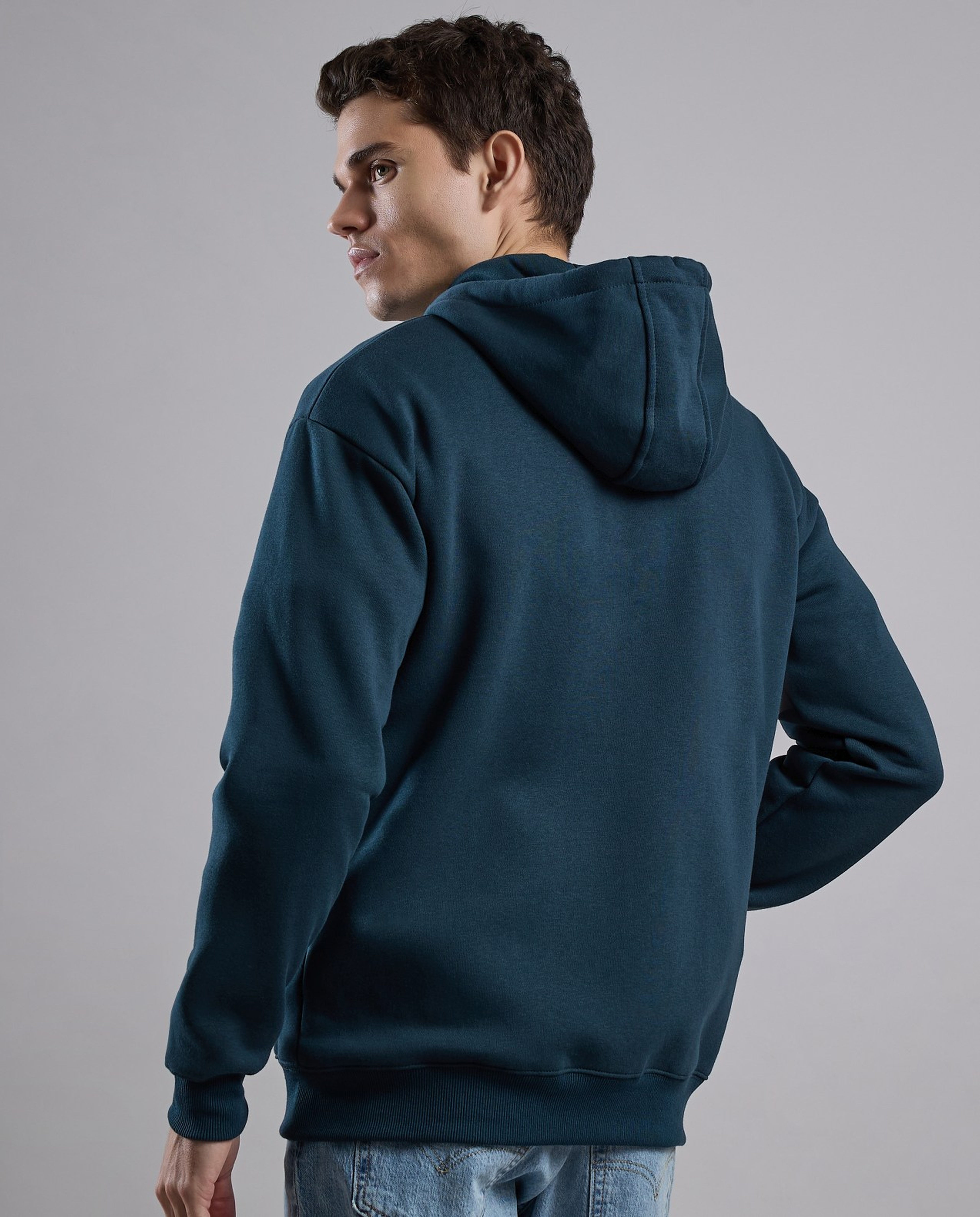 Typography Print Hooded Jacket with Zipper Closure