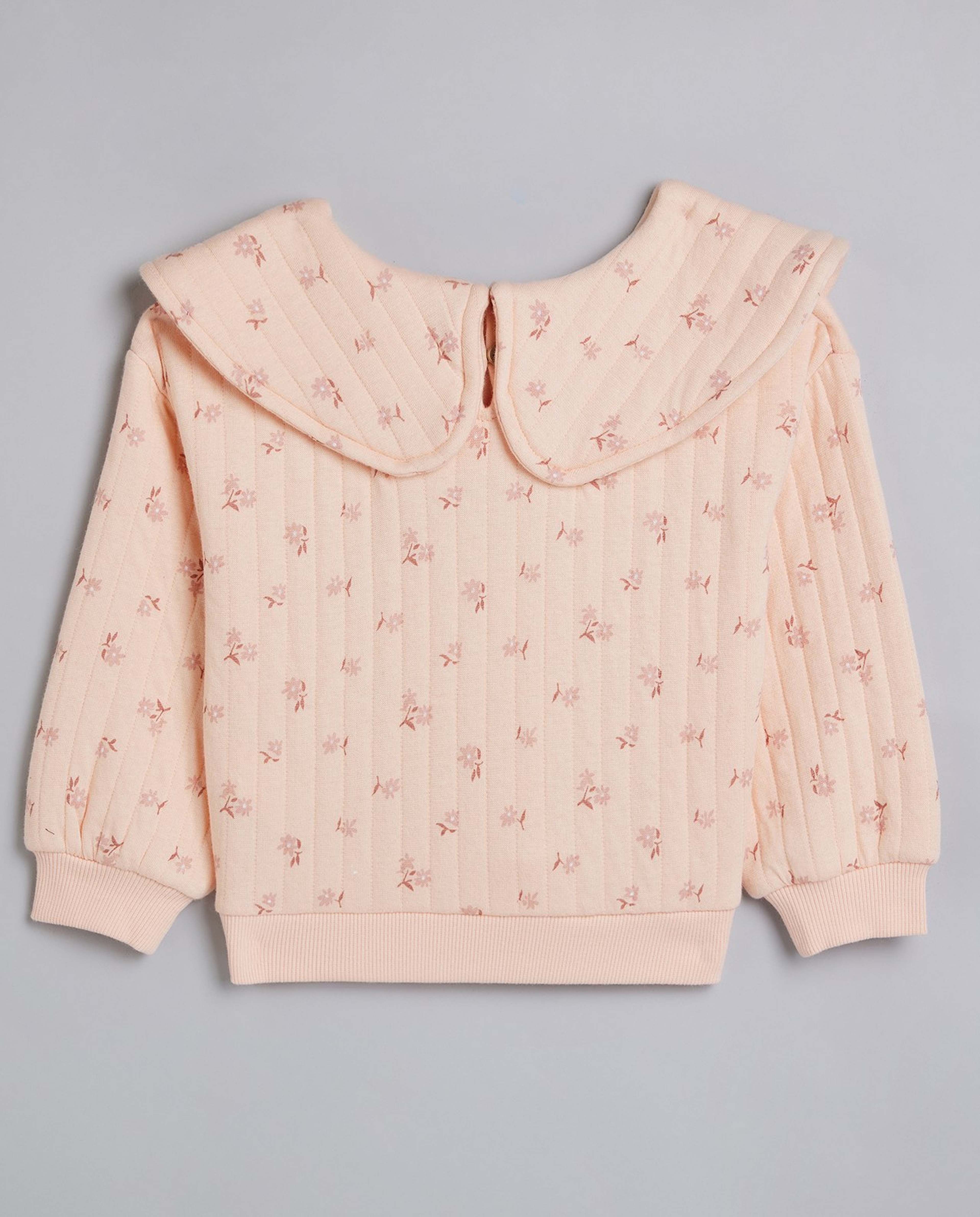 Printed Sweatshirt with Peter Pan Collar and Long Sleeves