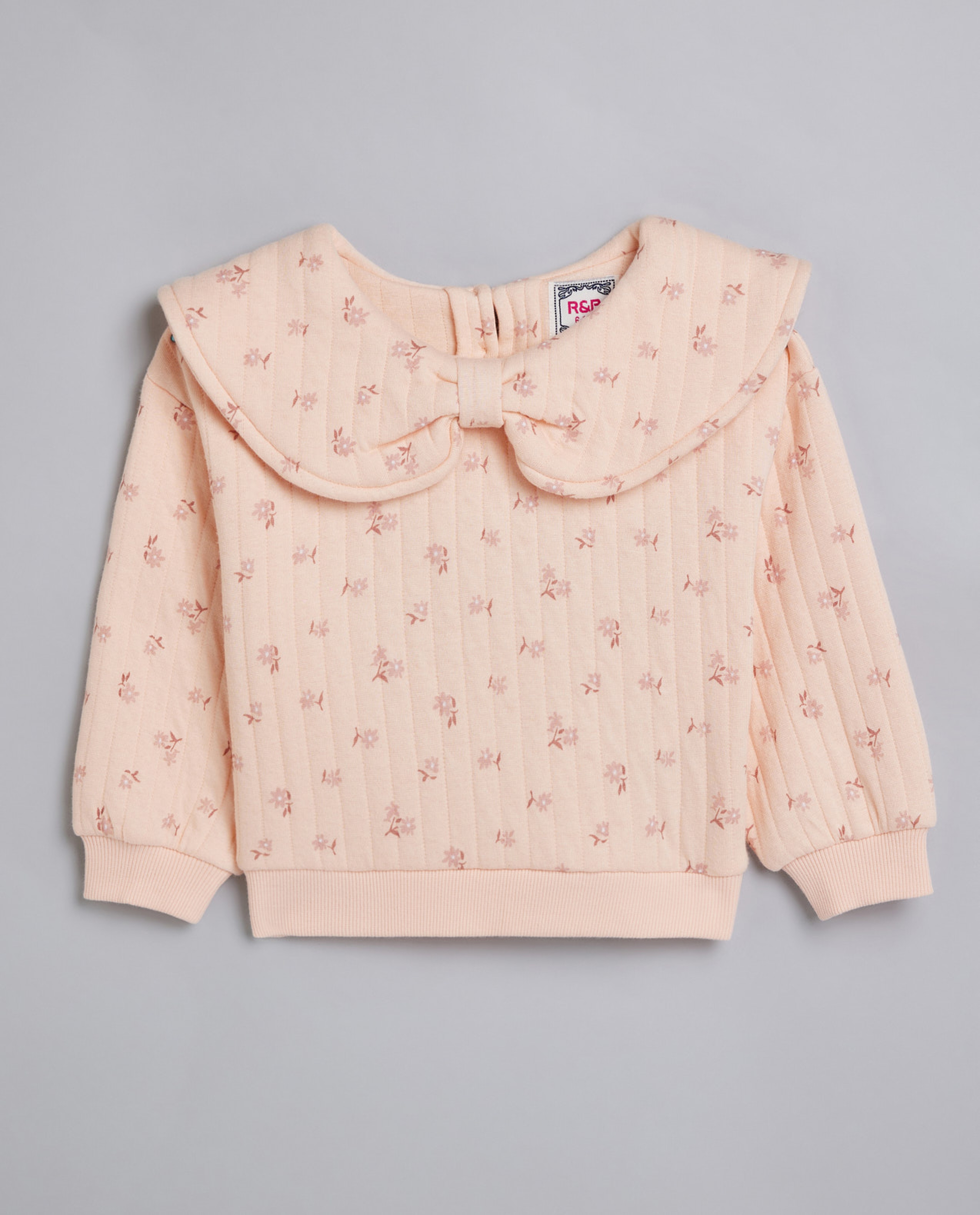 Printed Sweatshirt with Peter Pan Collar and Long Sleeves