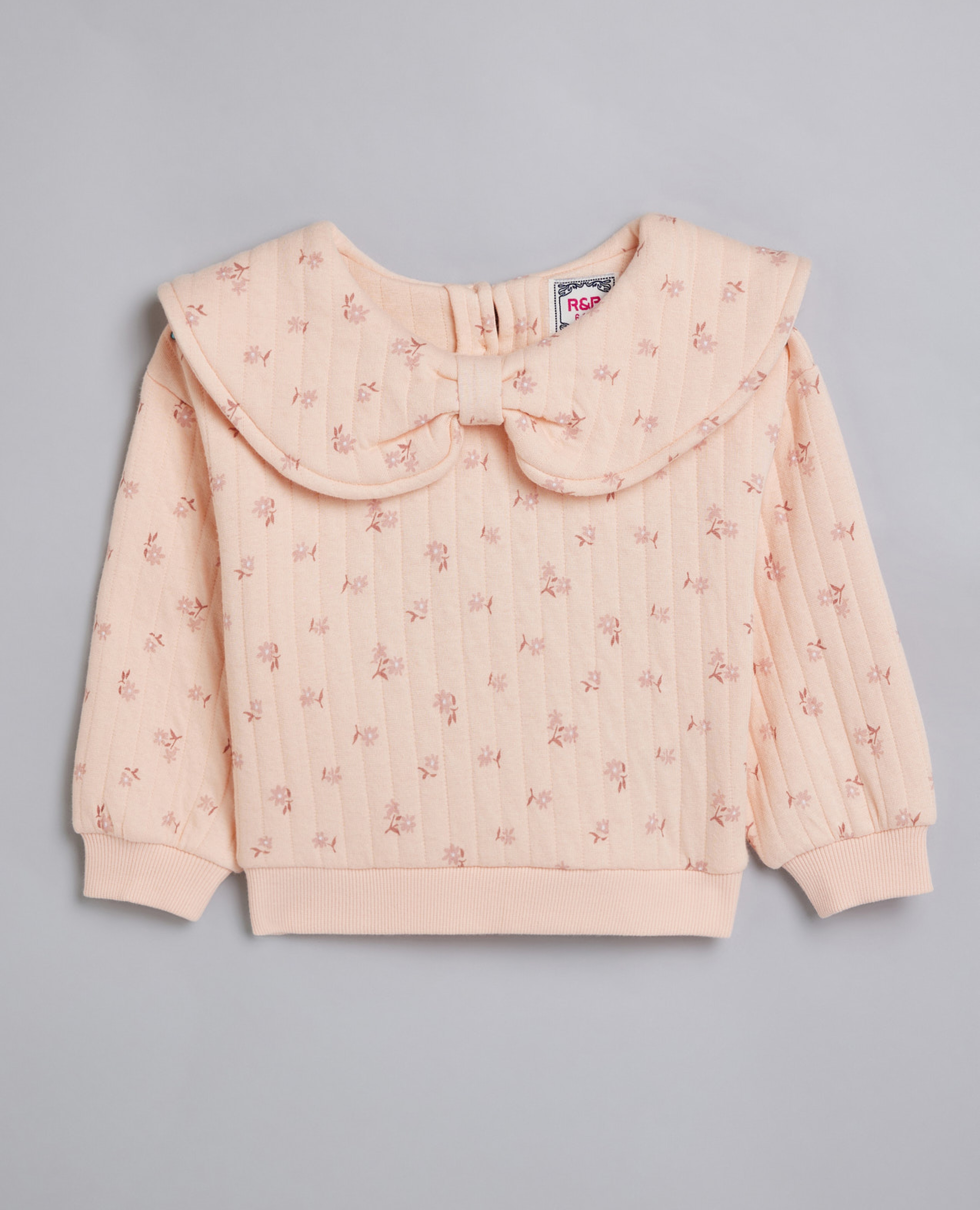 Printed Sweatshirt with Peter Pan Collar and Long Sleeves