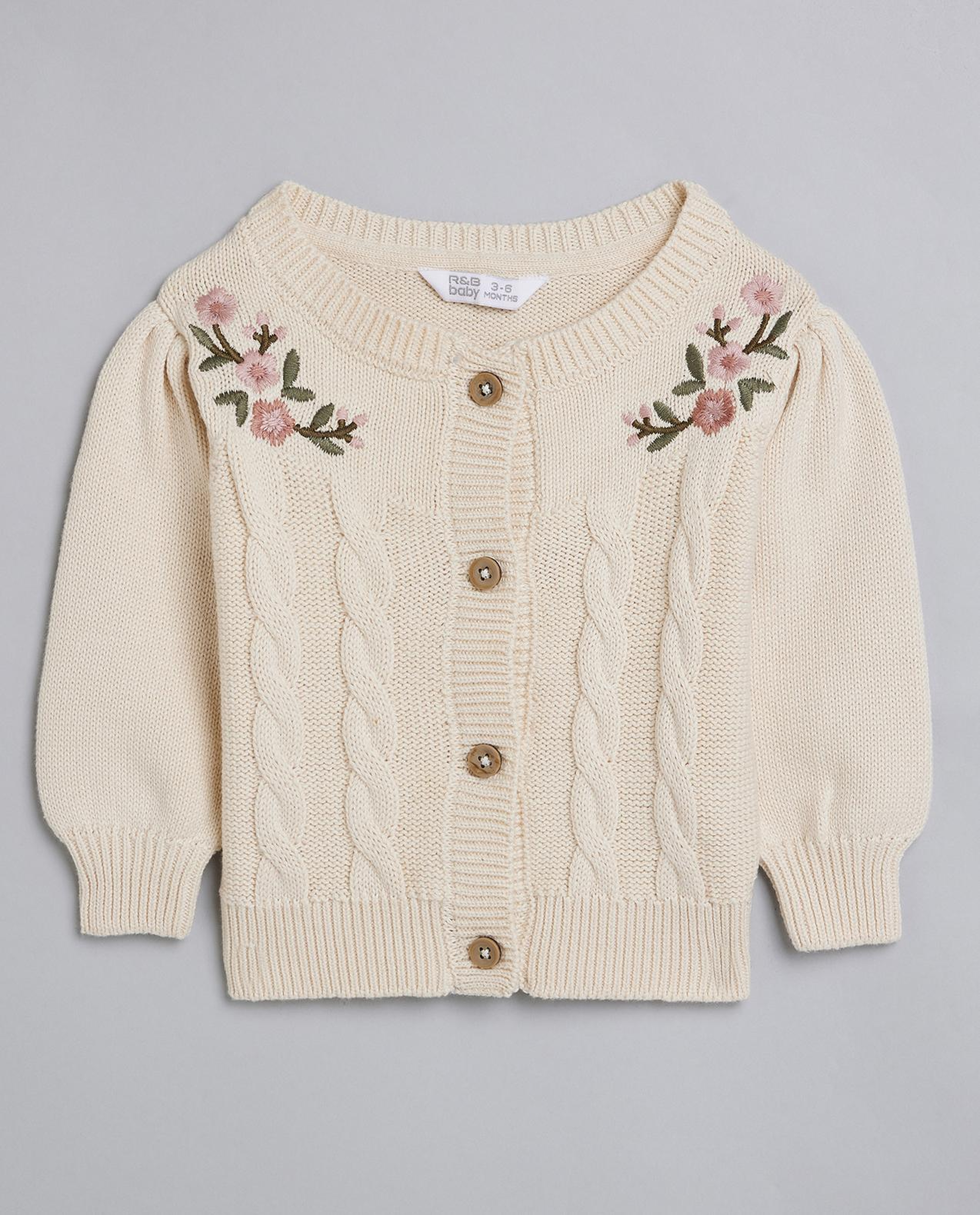 Embroidered Cardigan with Button Closure
