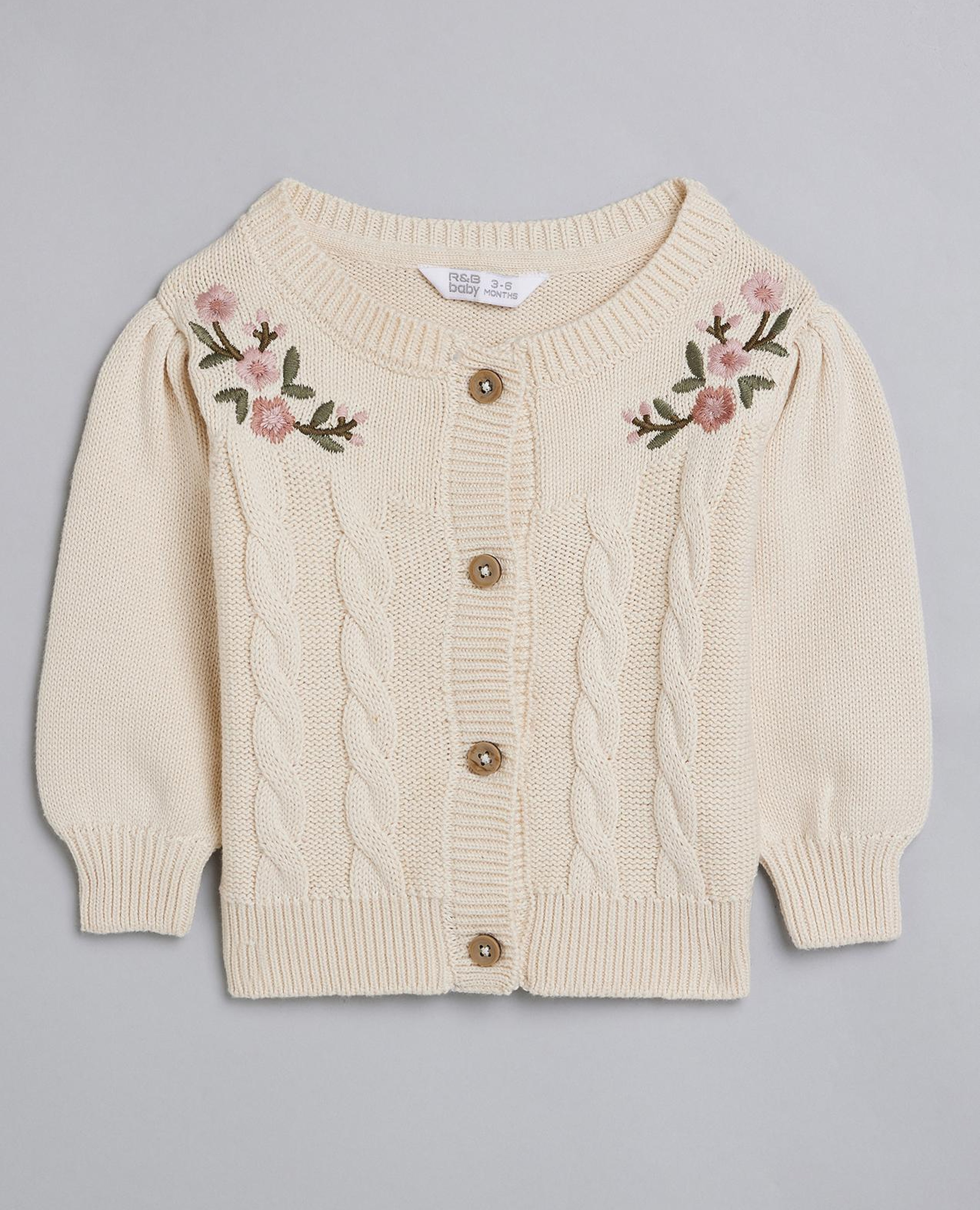 Embroidered Cardigan with Button Closure