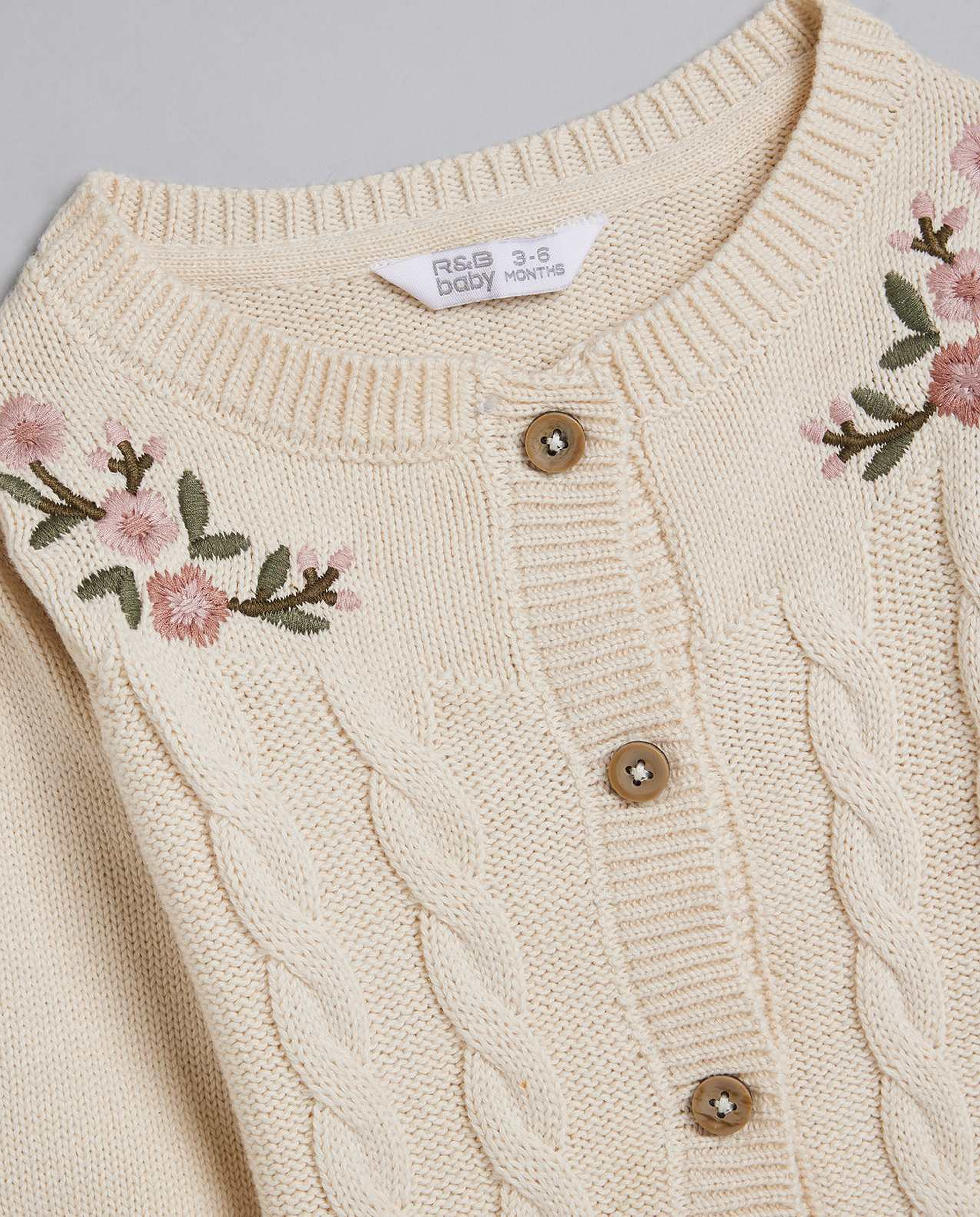 Embroidered Cardigan with Button Closure