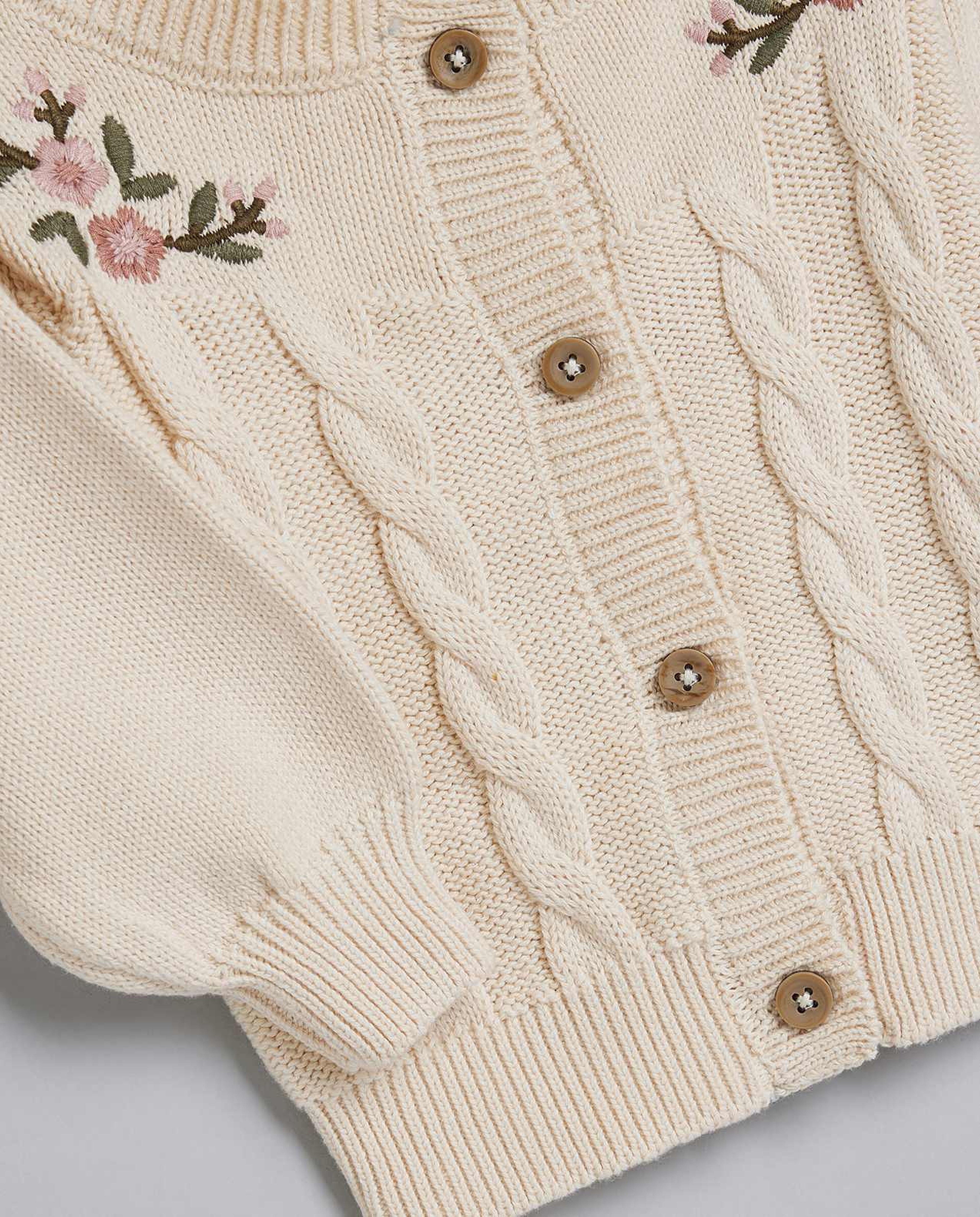 Embroidered Cardigan with Button Closure