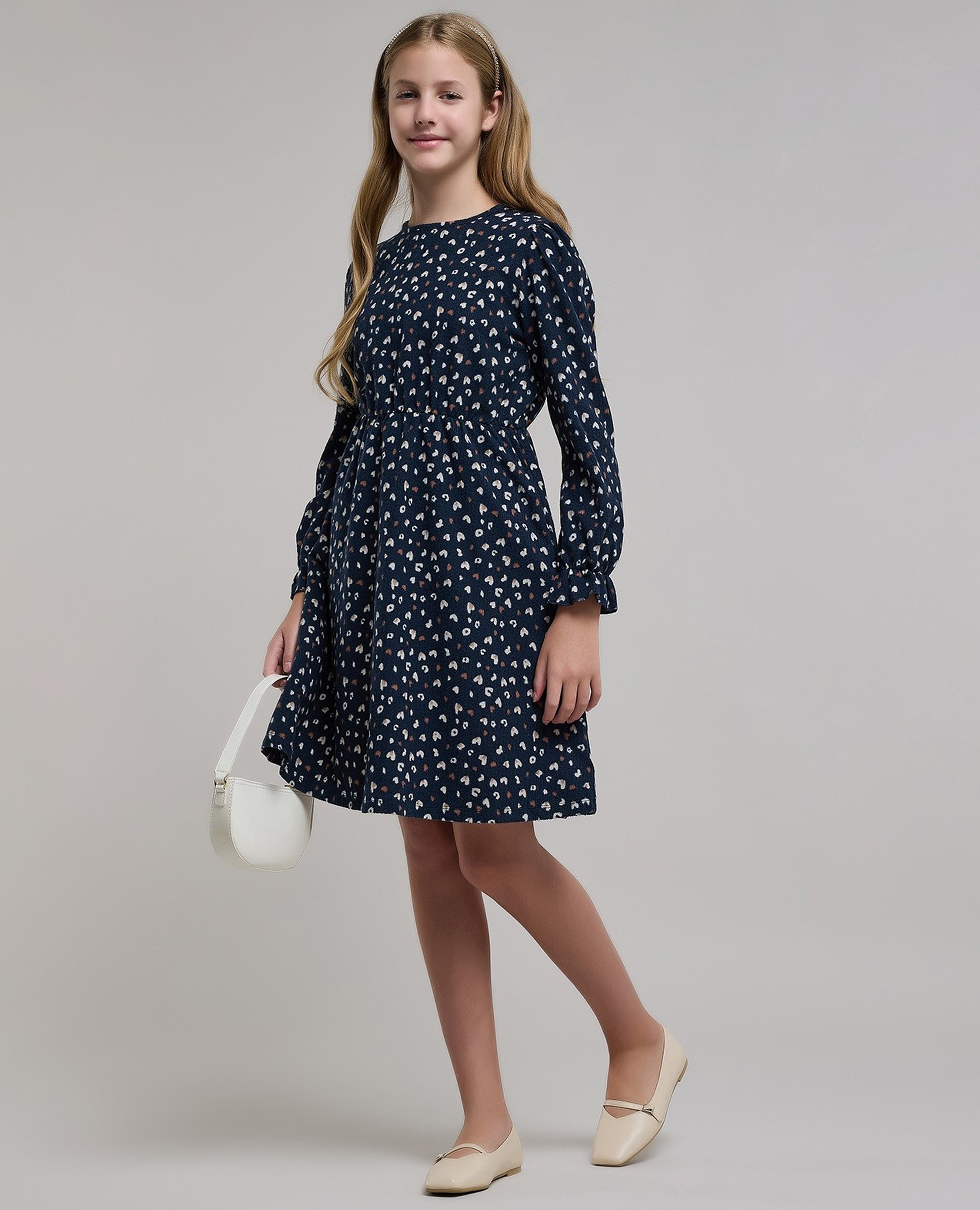 فستان كم طويل بطبعة