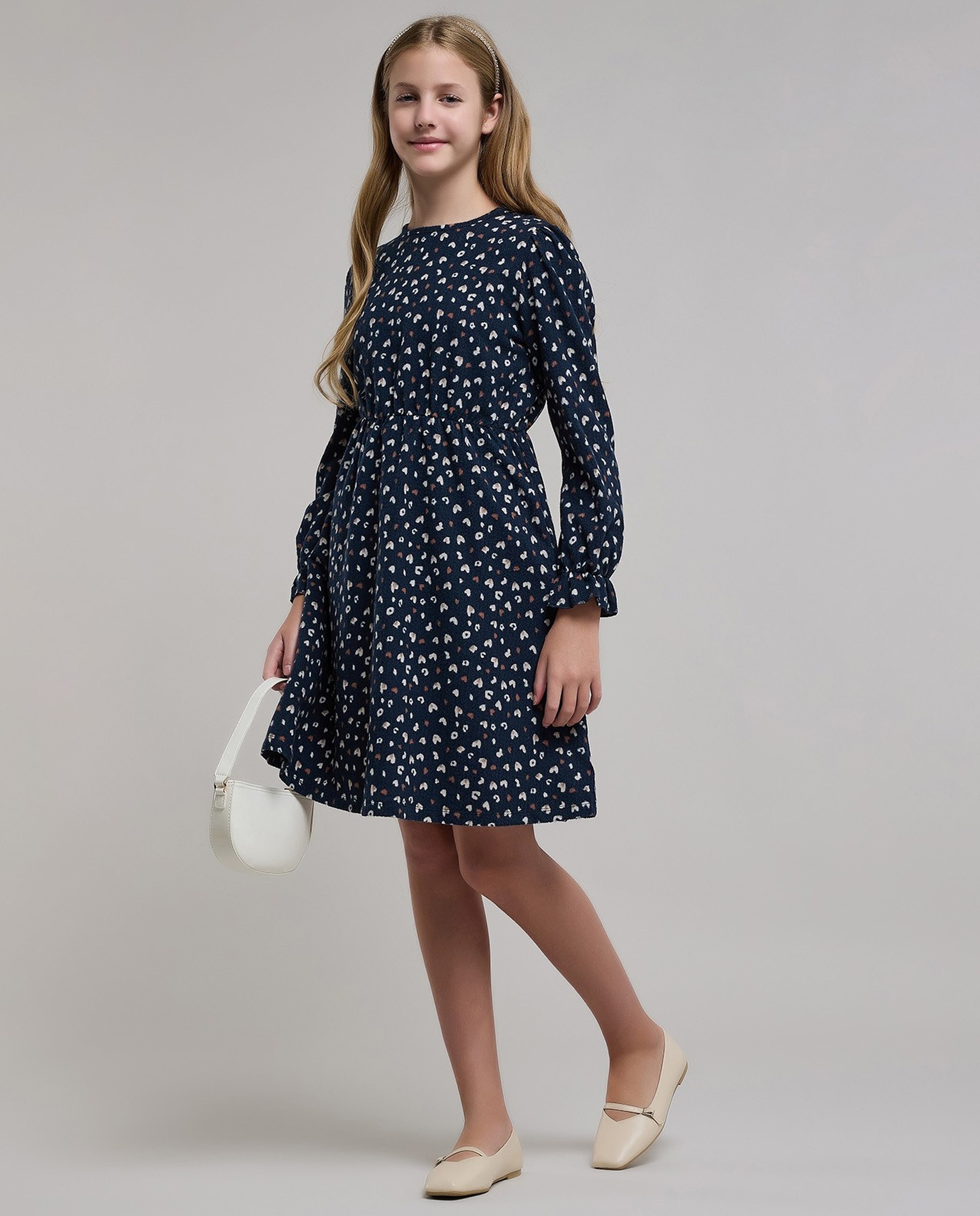 Printed Fit & Dress with Long Sleeves