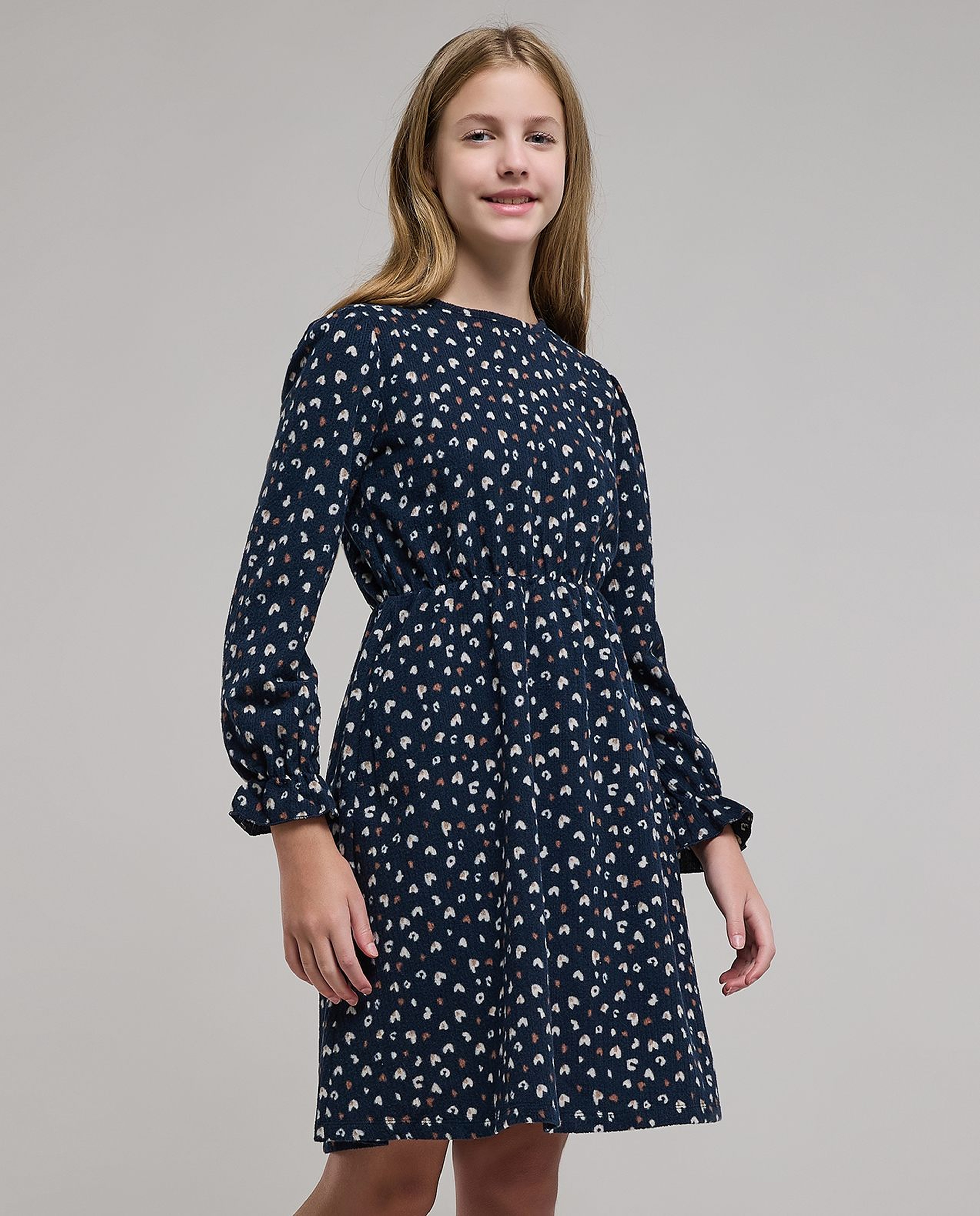 Printed Fit & Dress with Long Sleeves
