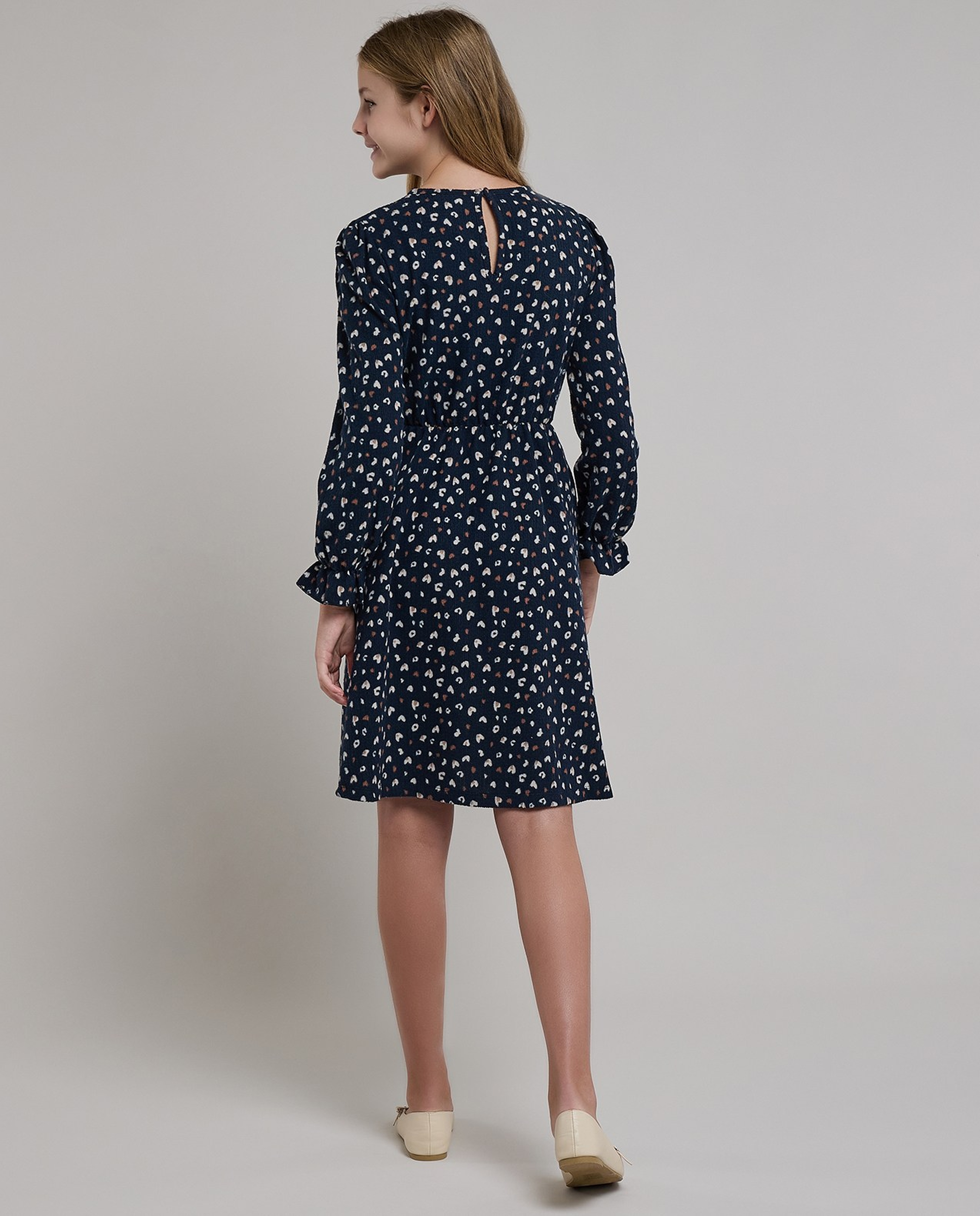 Printed Fit & Dress with Long Sleeves