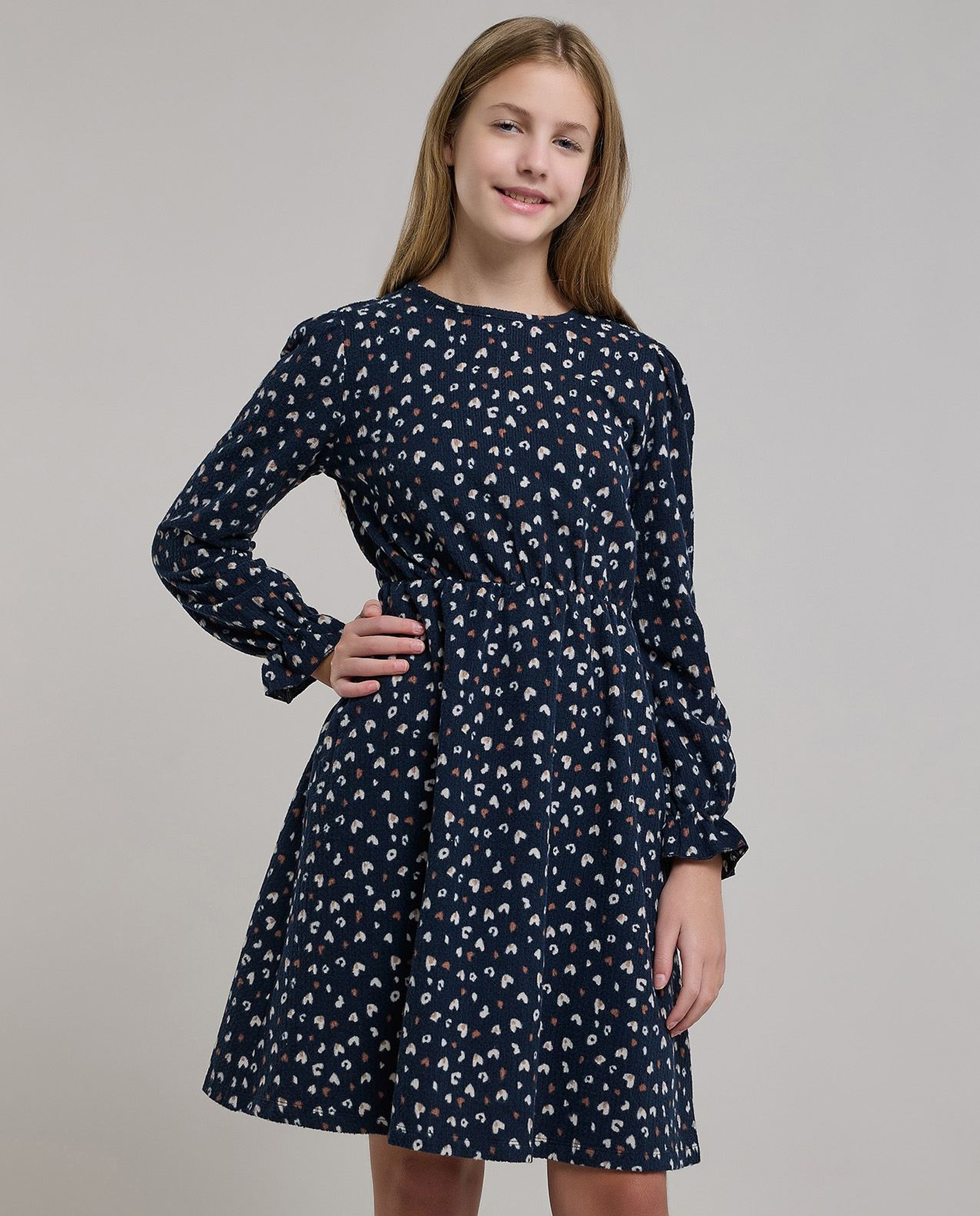 Printed Fit & Dress with Long Sleeves