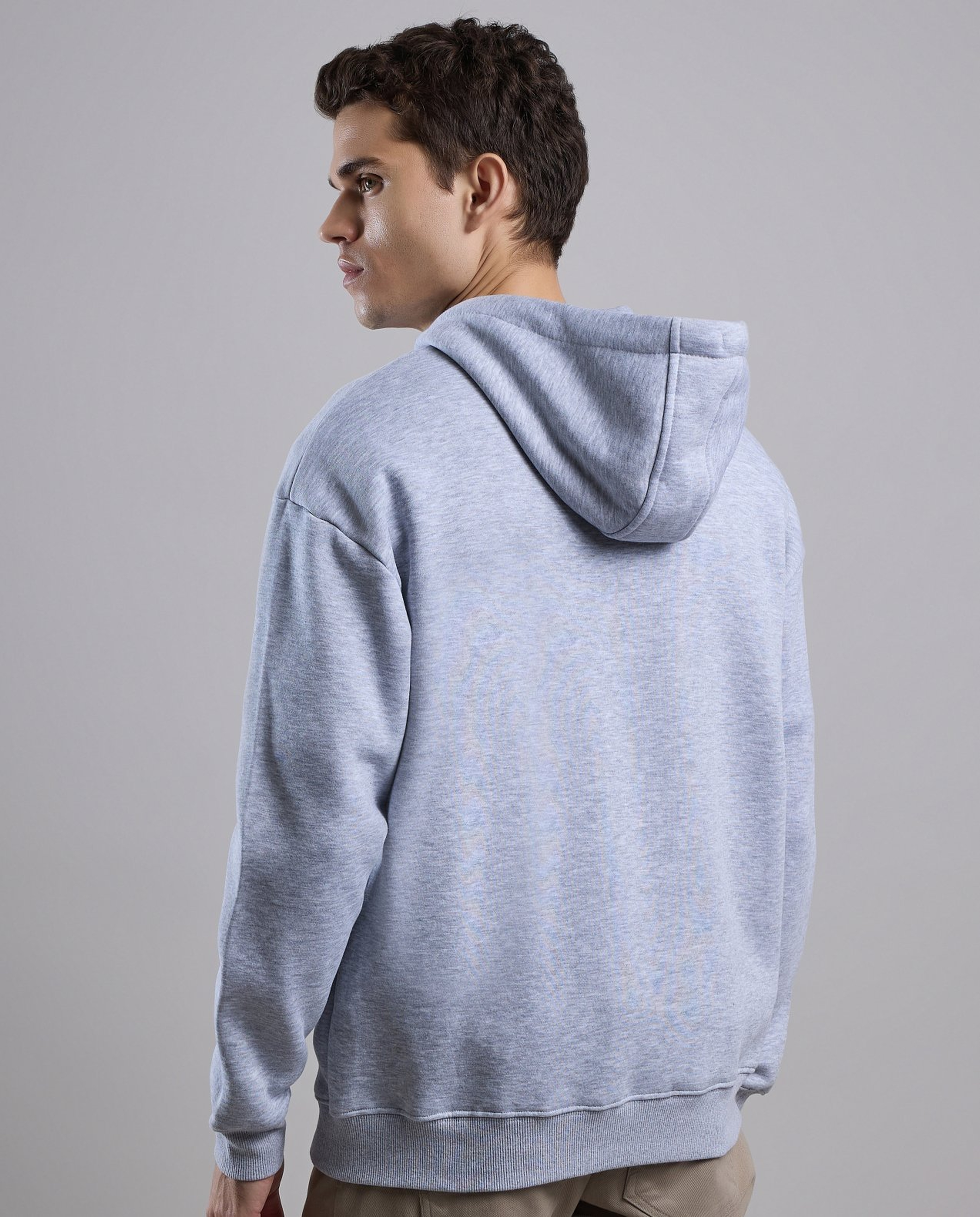 Solid Hooded Jacket with Zipper Closure