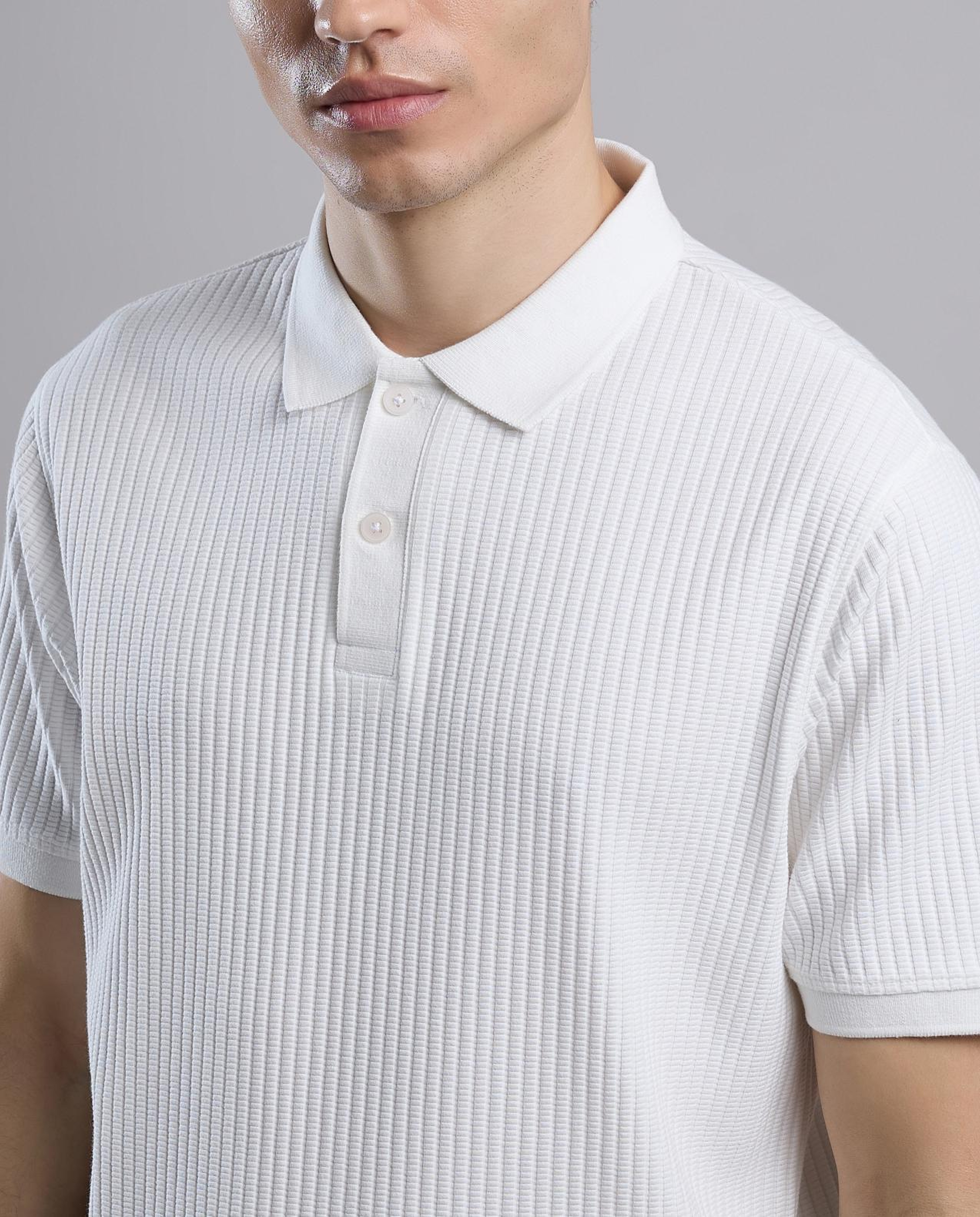 Textured Polo T-Shirt with Short Sleeves