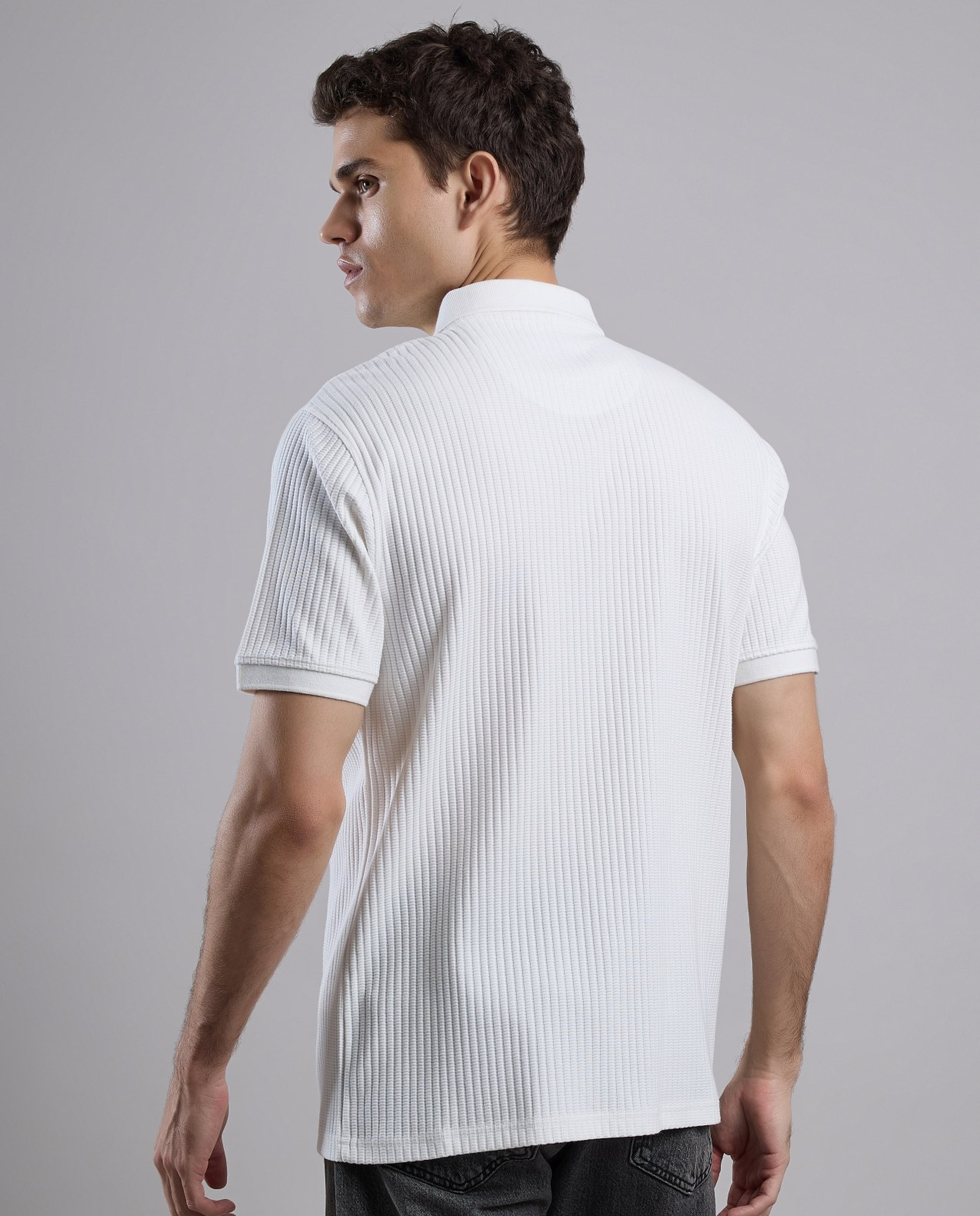 Textured Polo T-Shirt with Short Sleeves