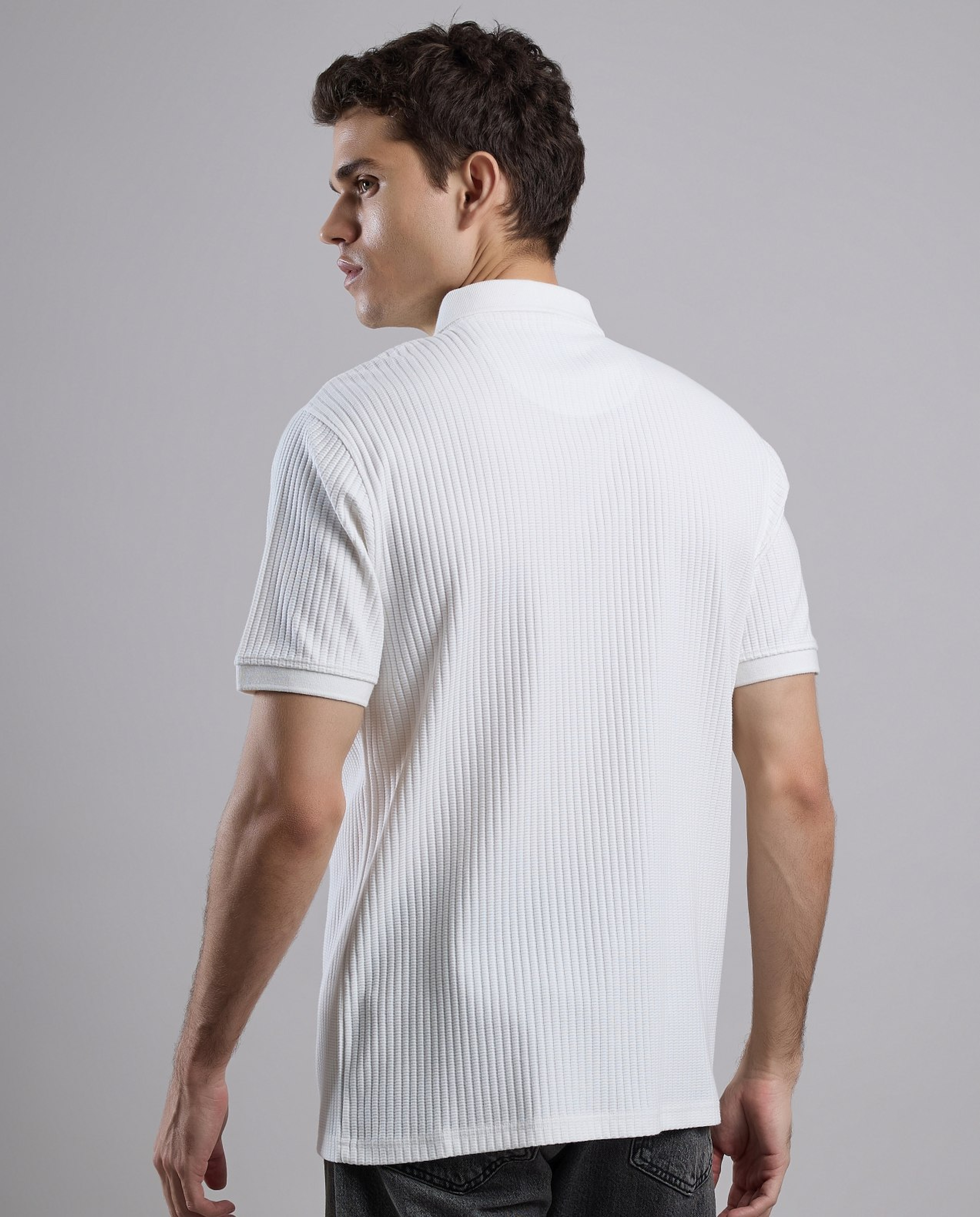 Textured Polo T-Shirt with Short Sleeves