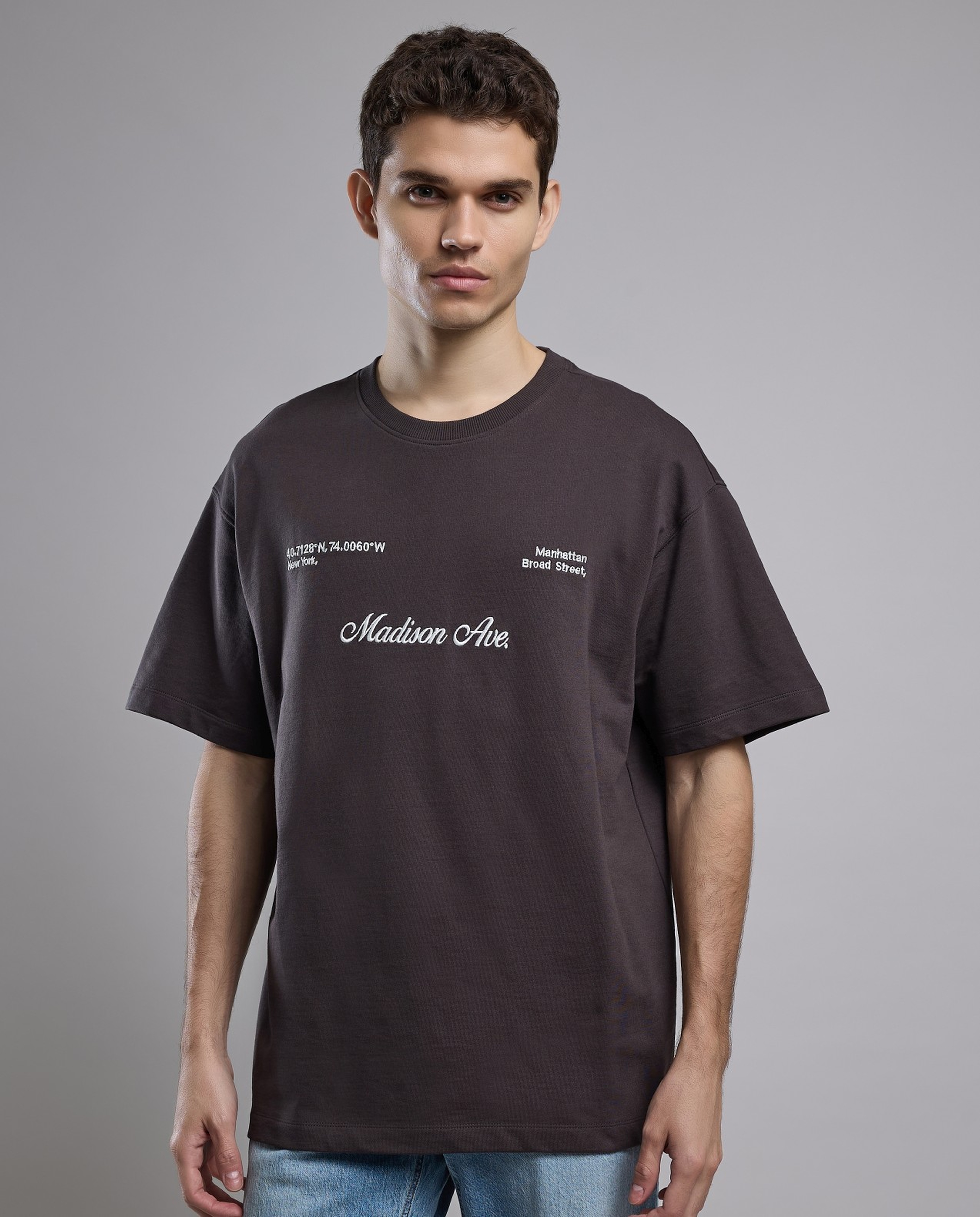 Typography Print T-Shirt with Crew Neck and Short Sleeves
