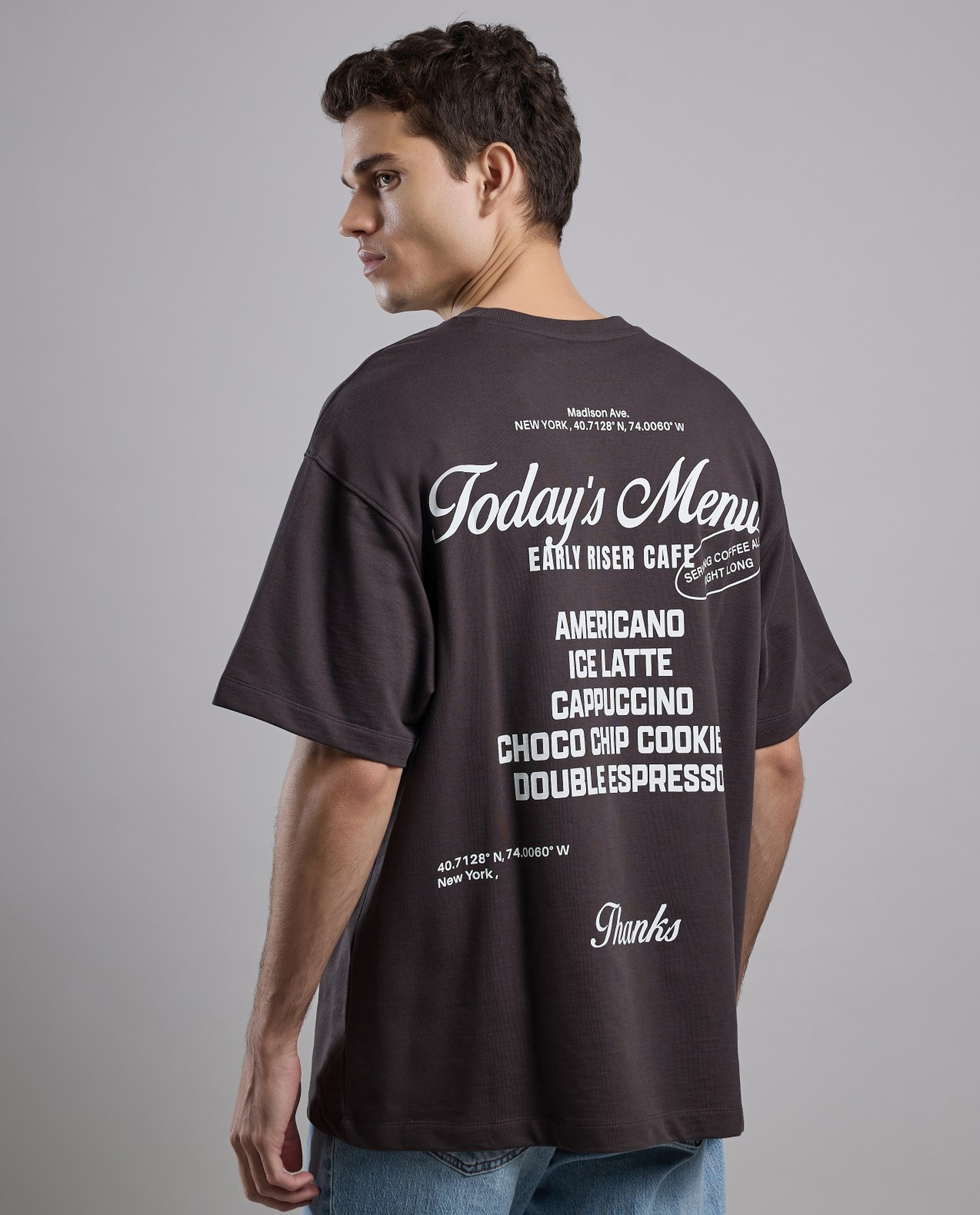 Typography Print T-Shirt with Crew Neck and Short Sleeves