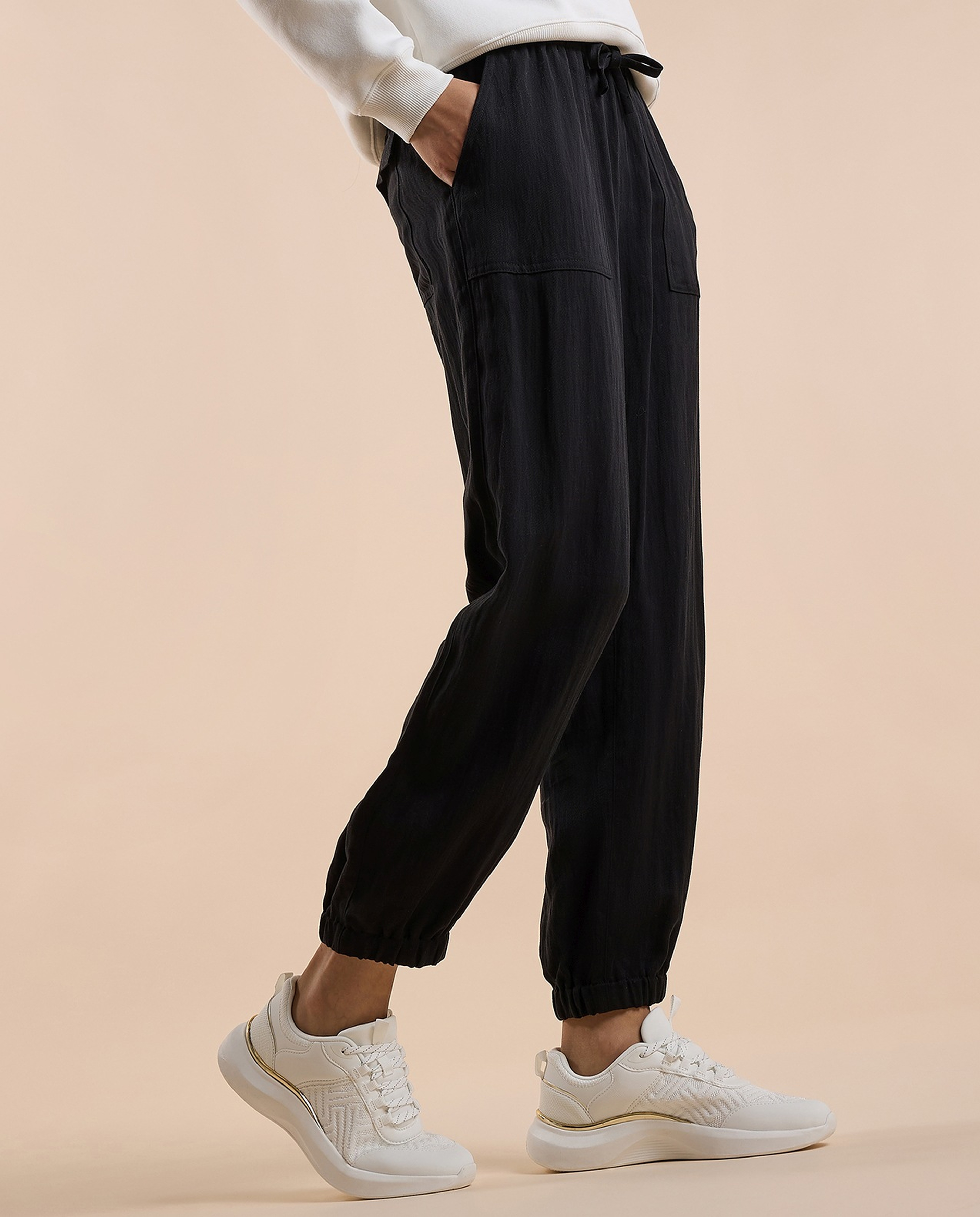 Textured Joggers with Drawstring Waist
