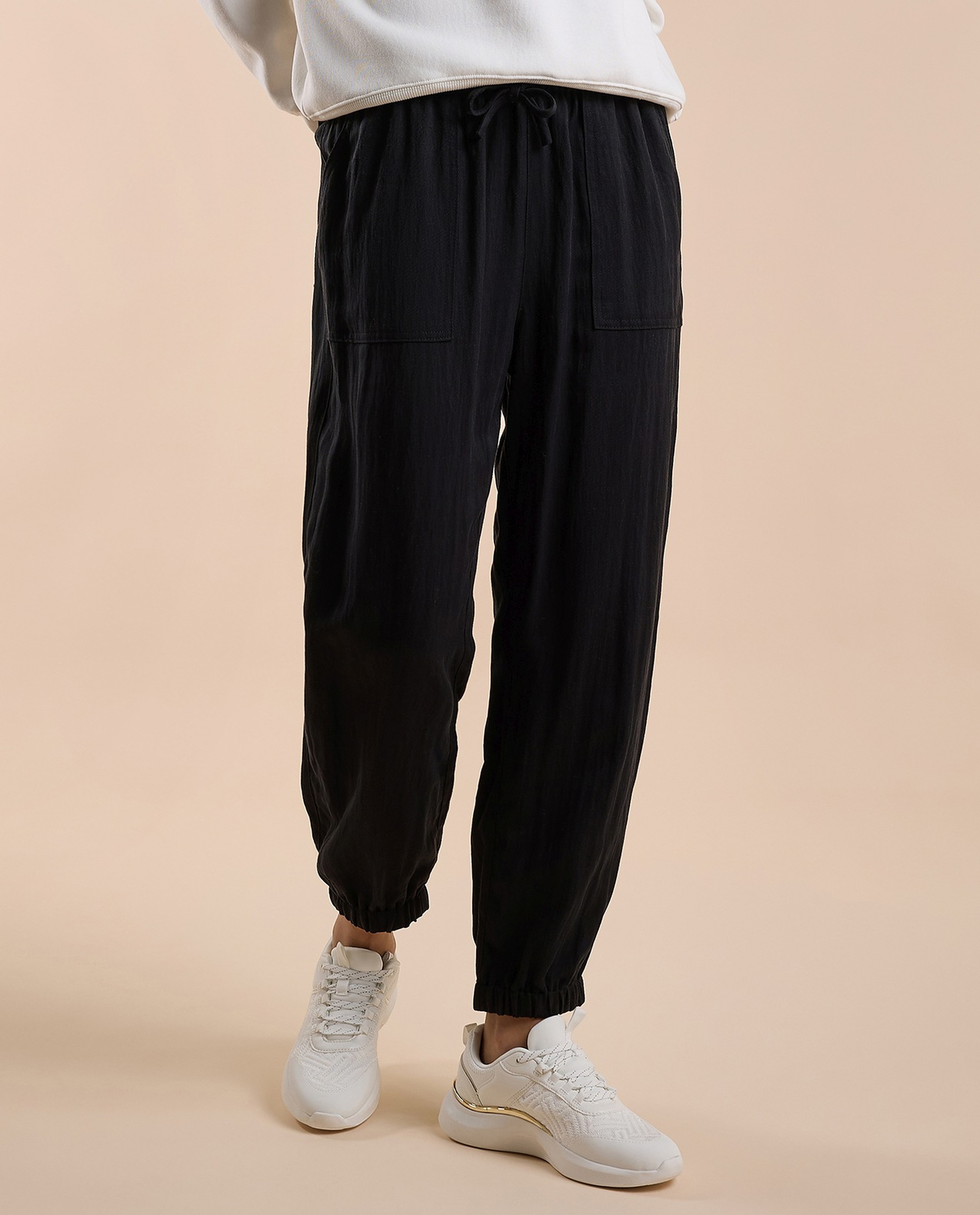 Textured Joggers with Drawstring Waist