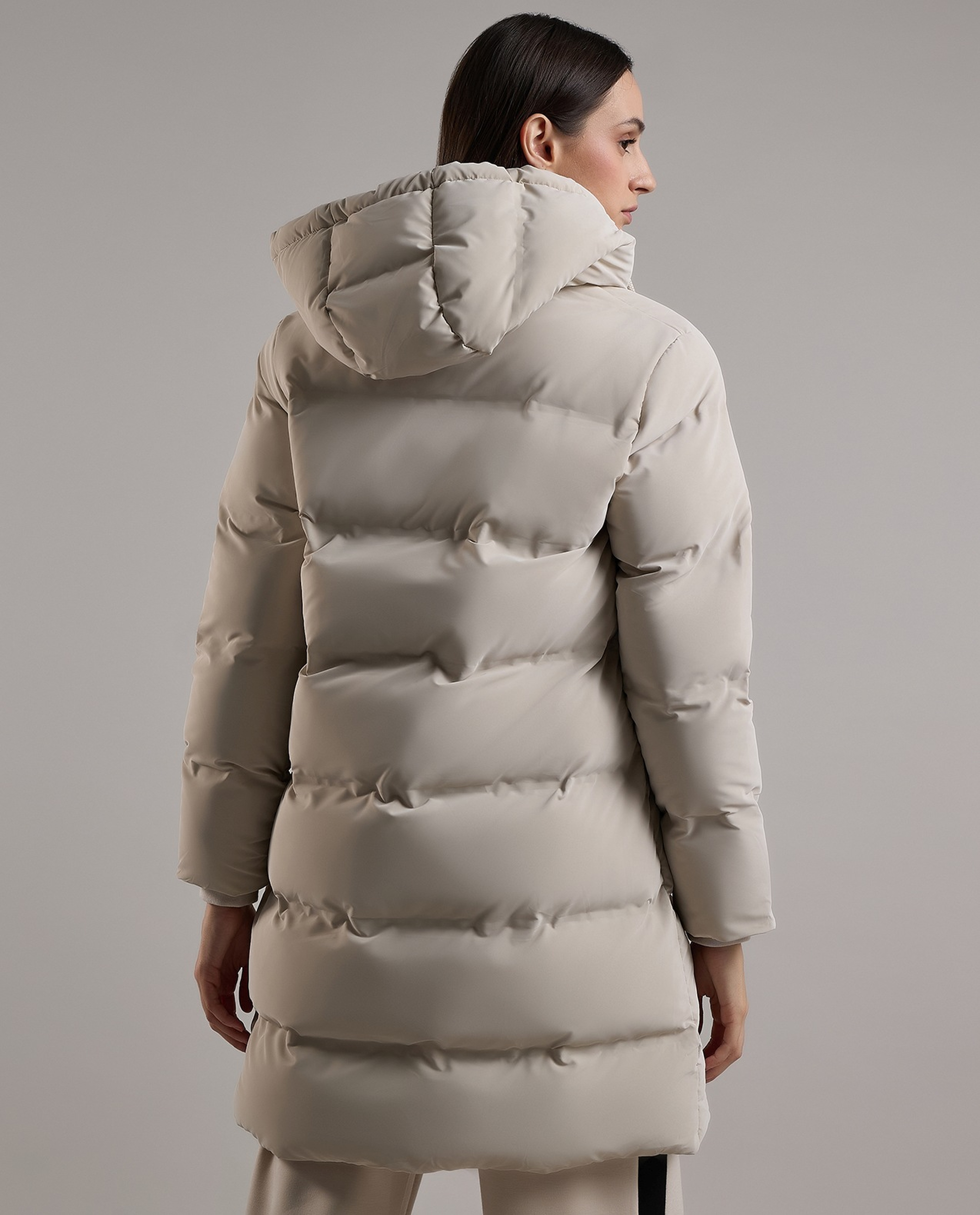 Quilted Hooded Puffer Jacket with Zipper Closure