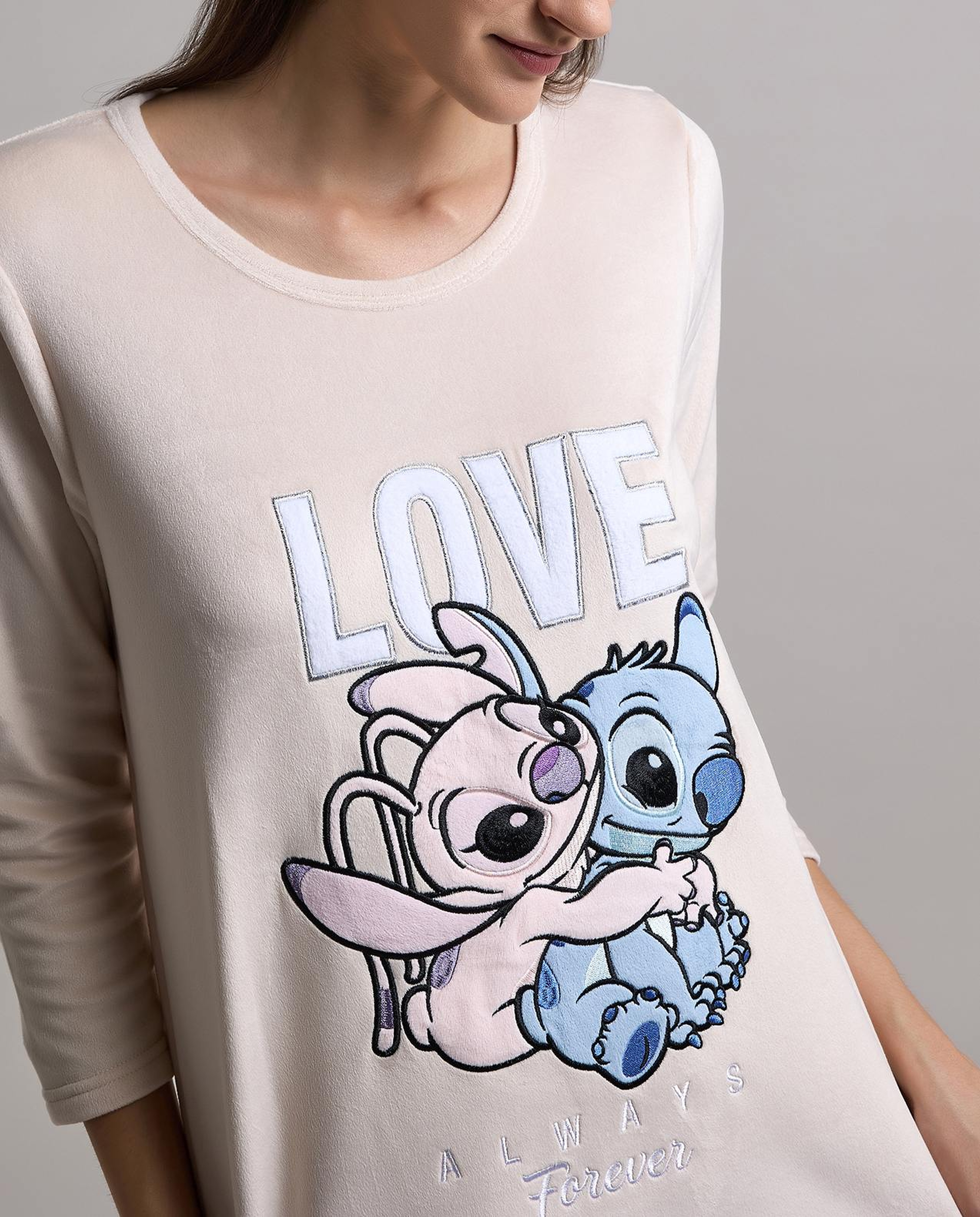 Lilo & Stitch Print Nightdress with Long Sleeves
