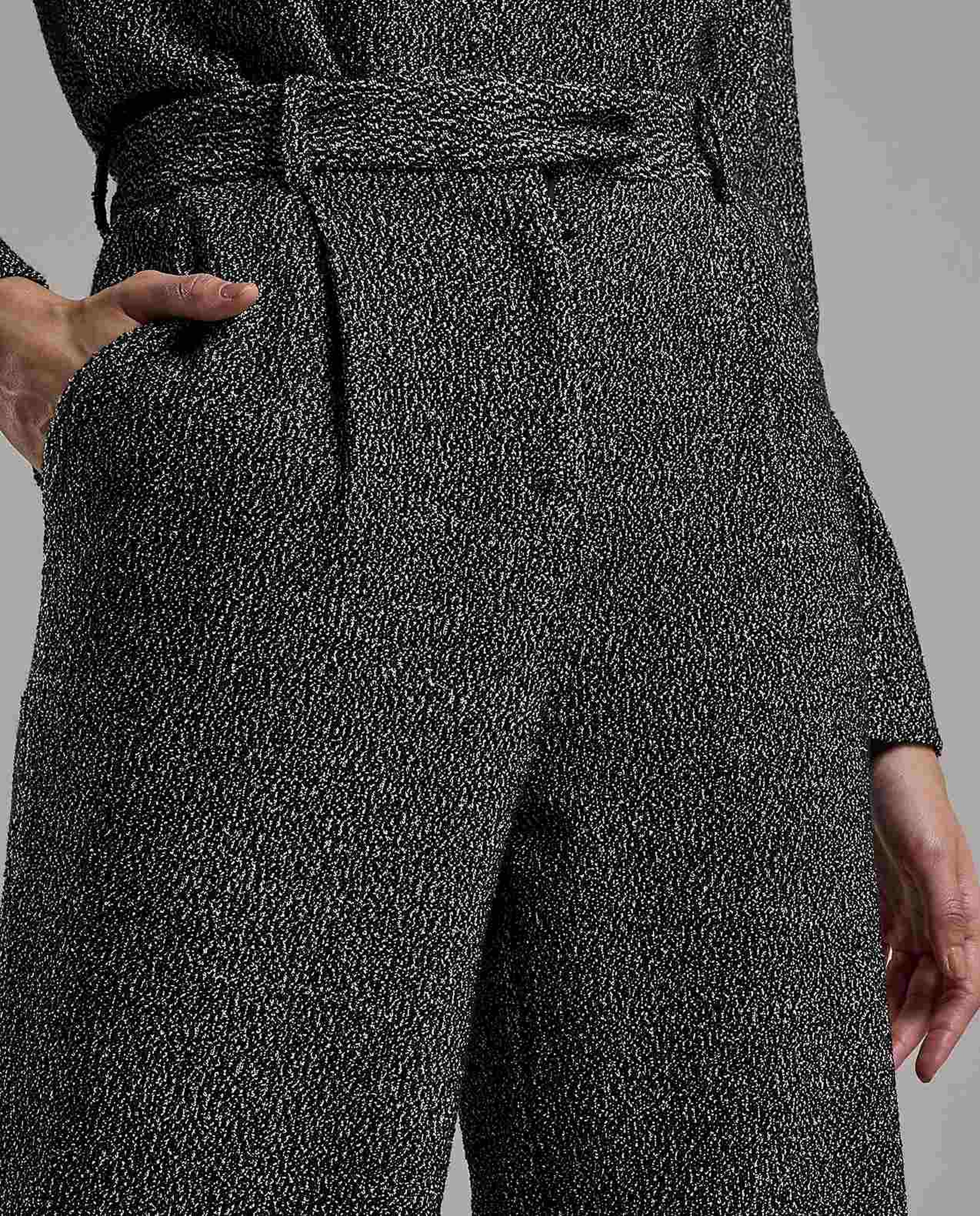 Textured Wide Leg Pants with Button Closure