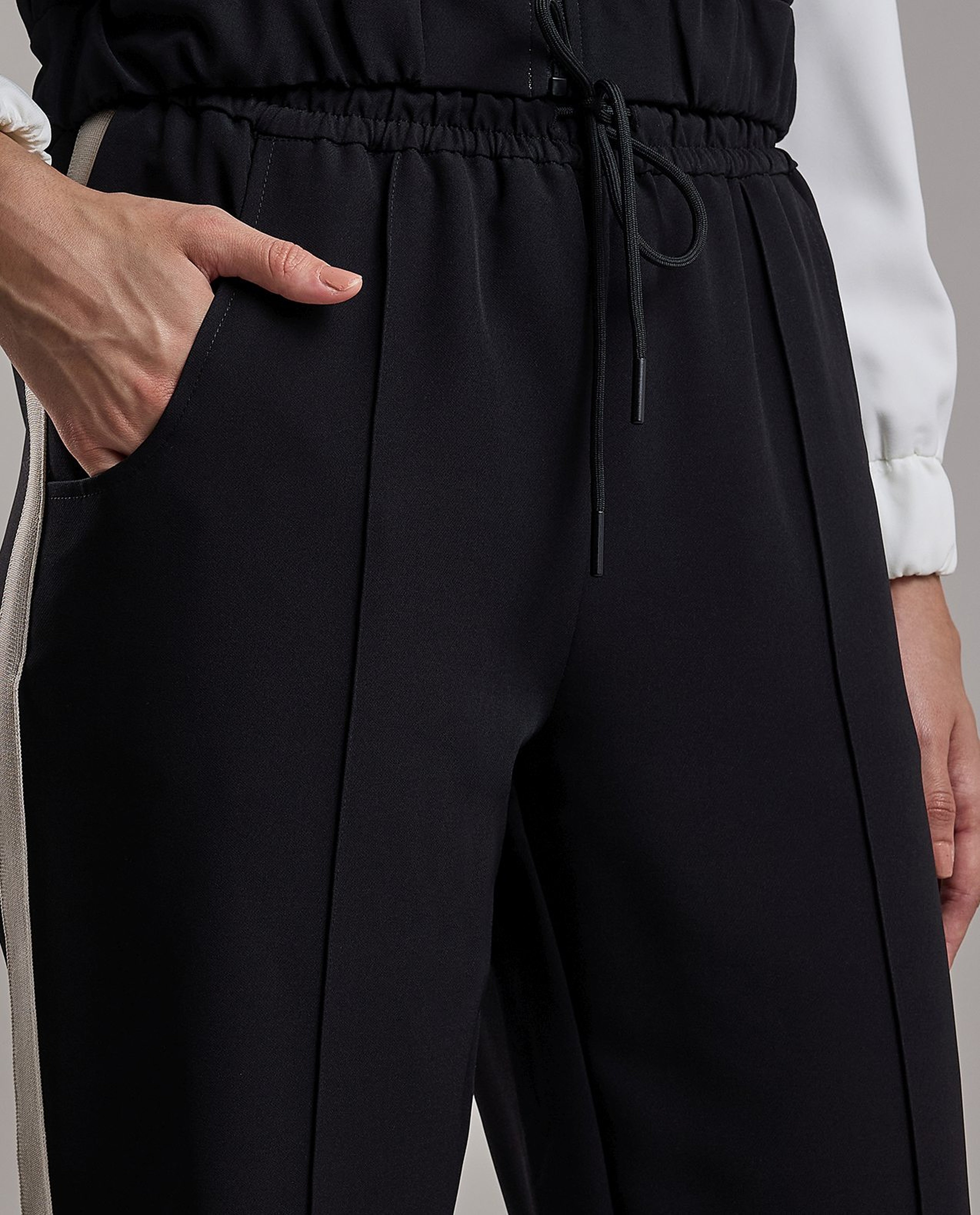 Stripe Detail Wide Leg Sweatpants with Drawstring Waist