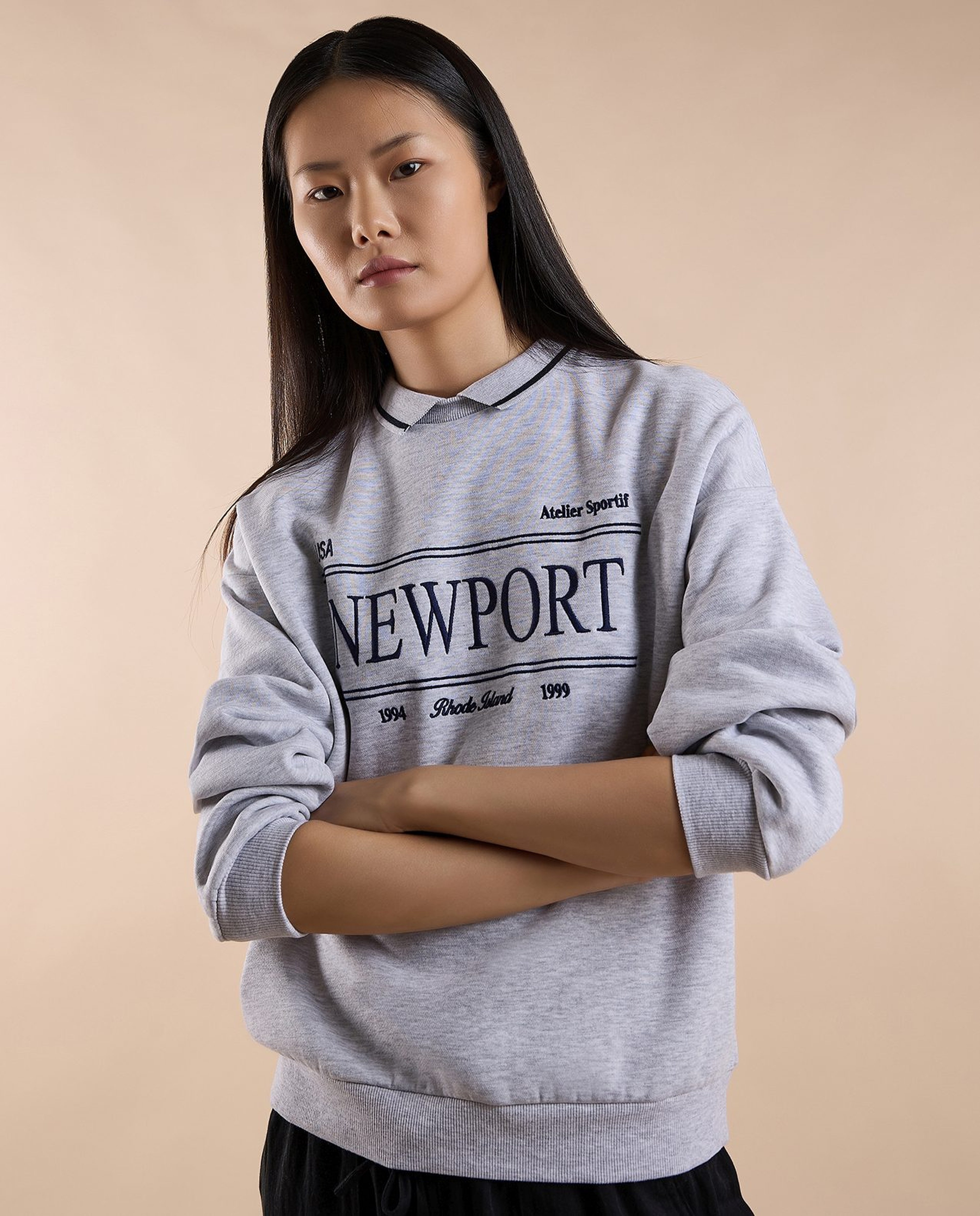 Printed Sweatshirt with Crew Neck and Long Sleeves