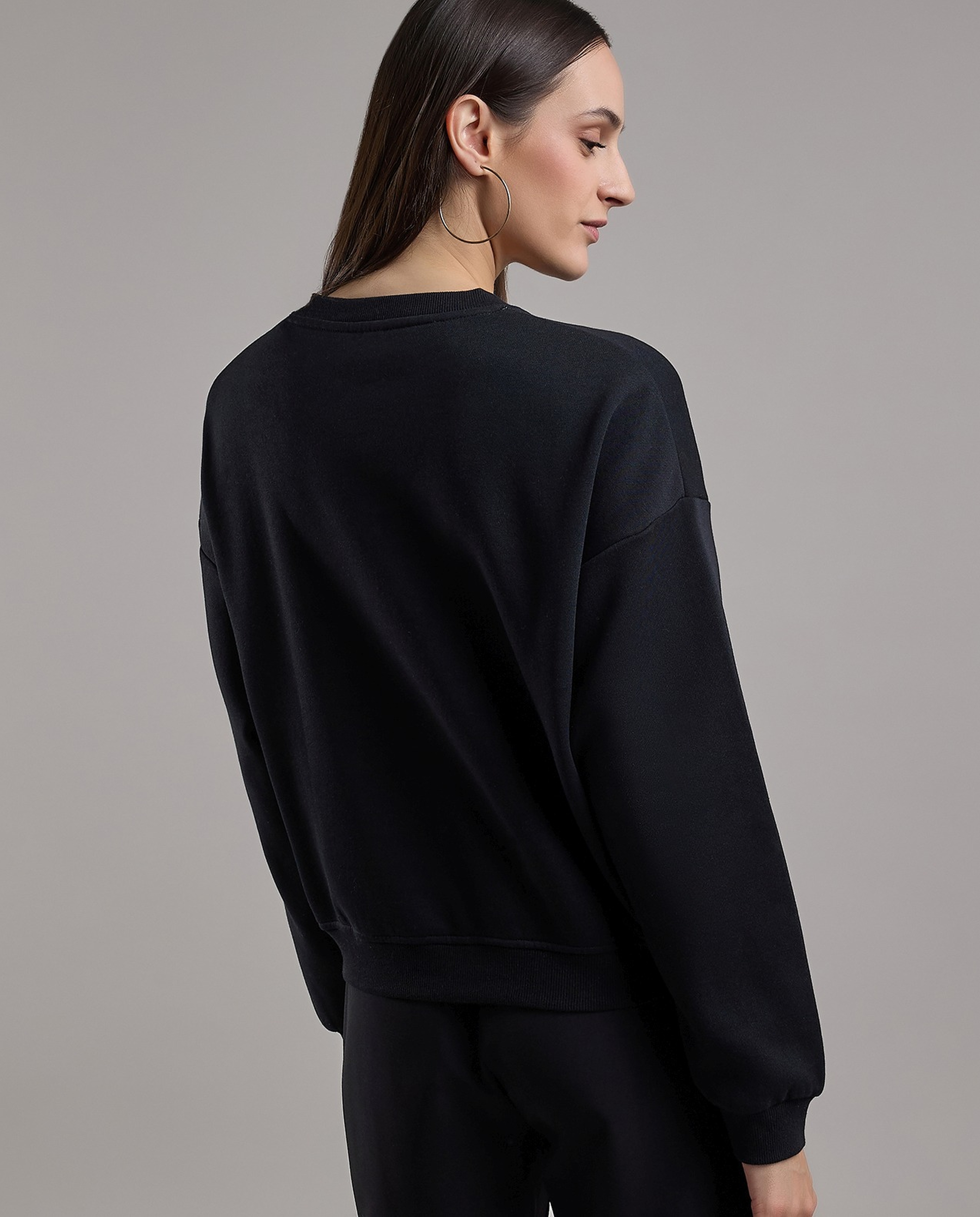 Embellished Sweatshirt with Crew Neck and Long Sleeves