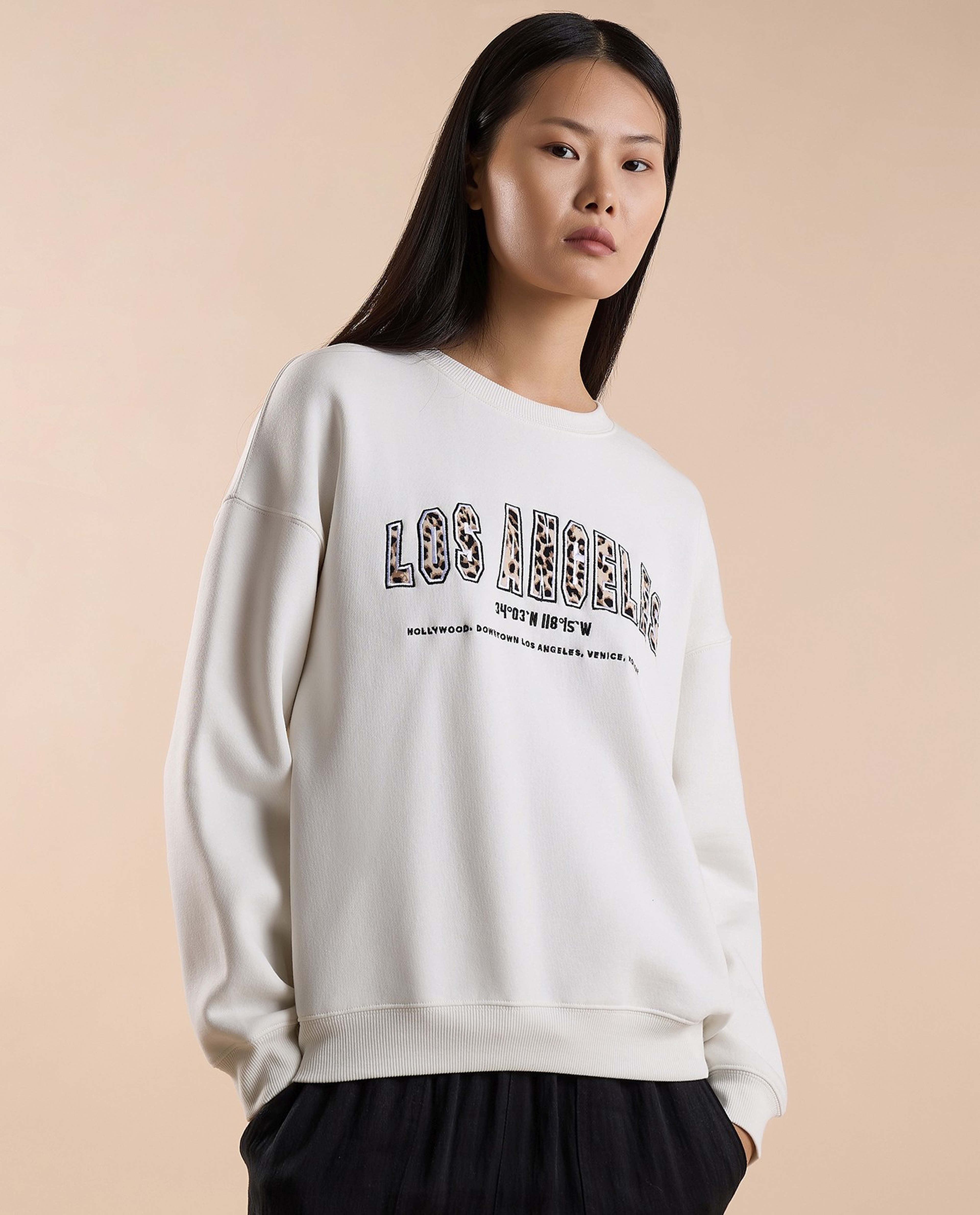 Printed Sweatshirt with Crew Neck and Long Sleeves