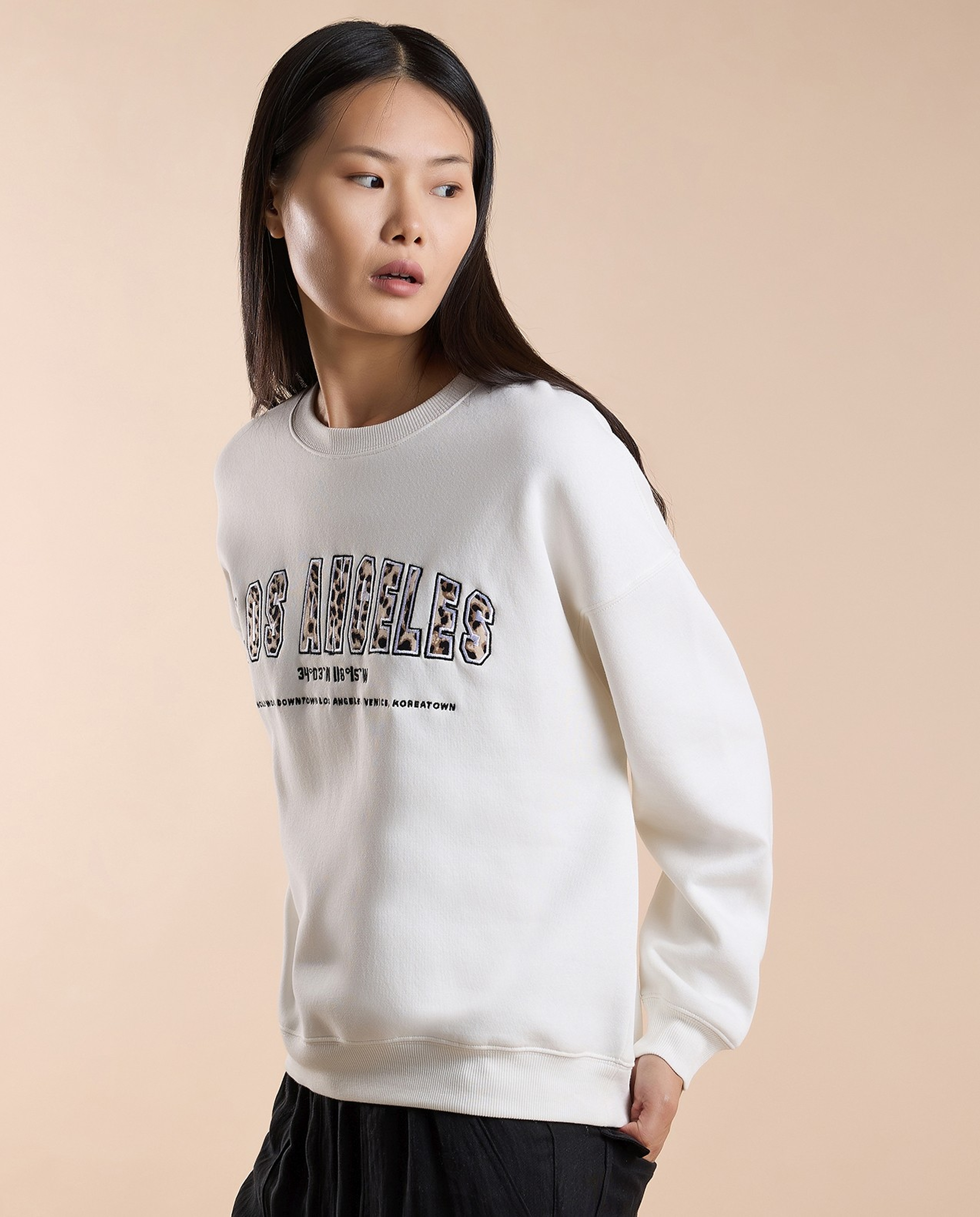 Printed Sweatshirt with Crew Neck and Long Sleeves