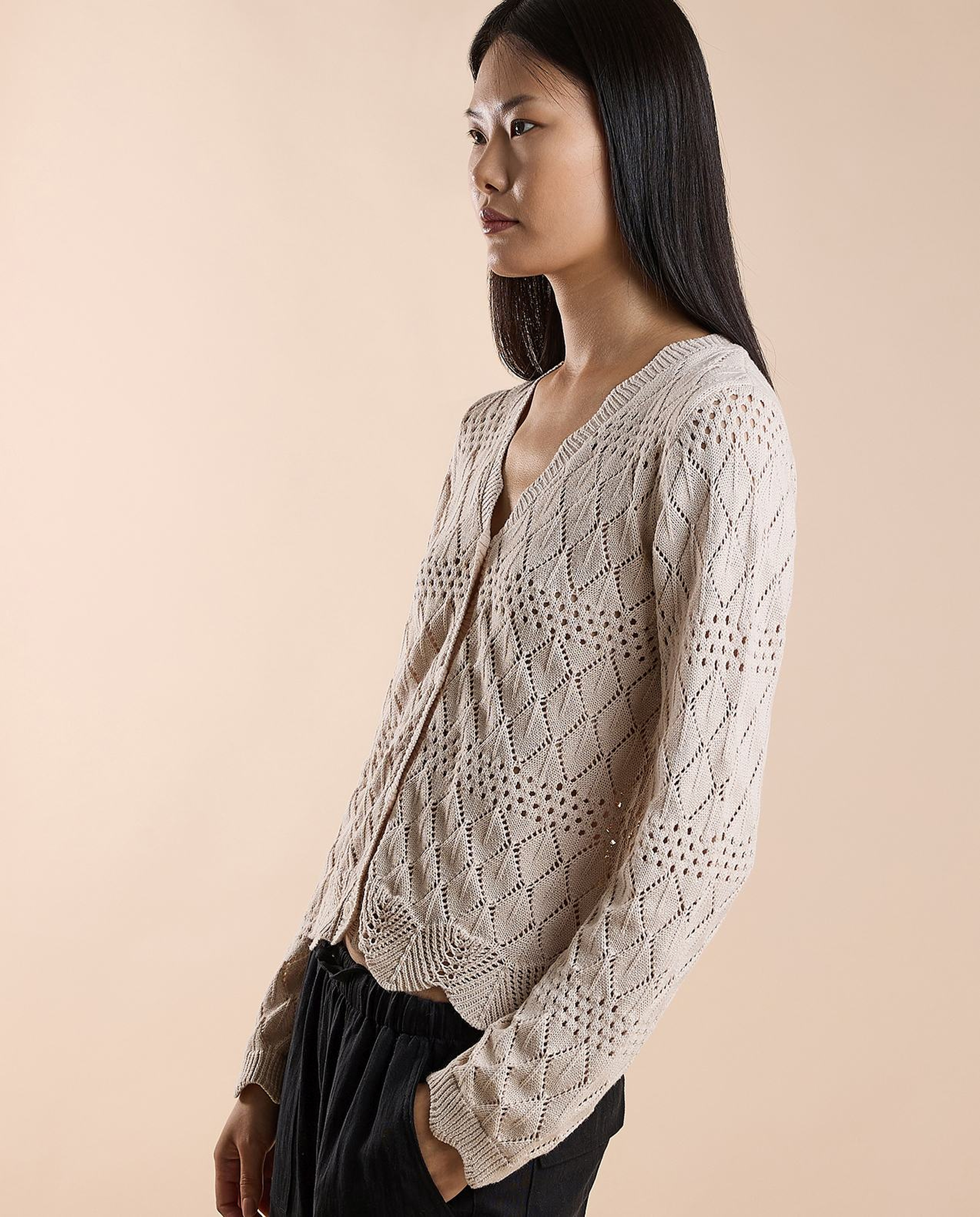Knitted Cardigan with Button Closure