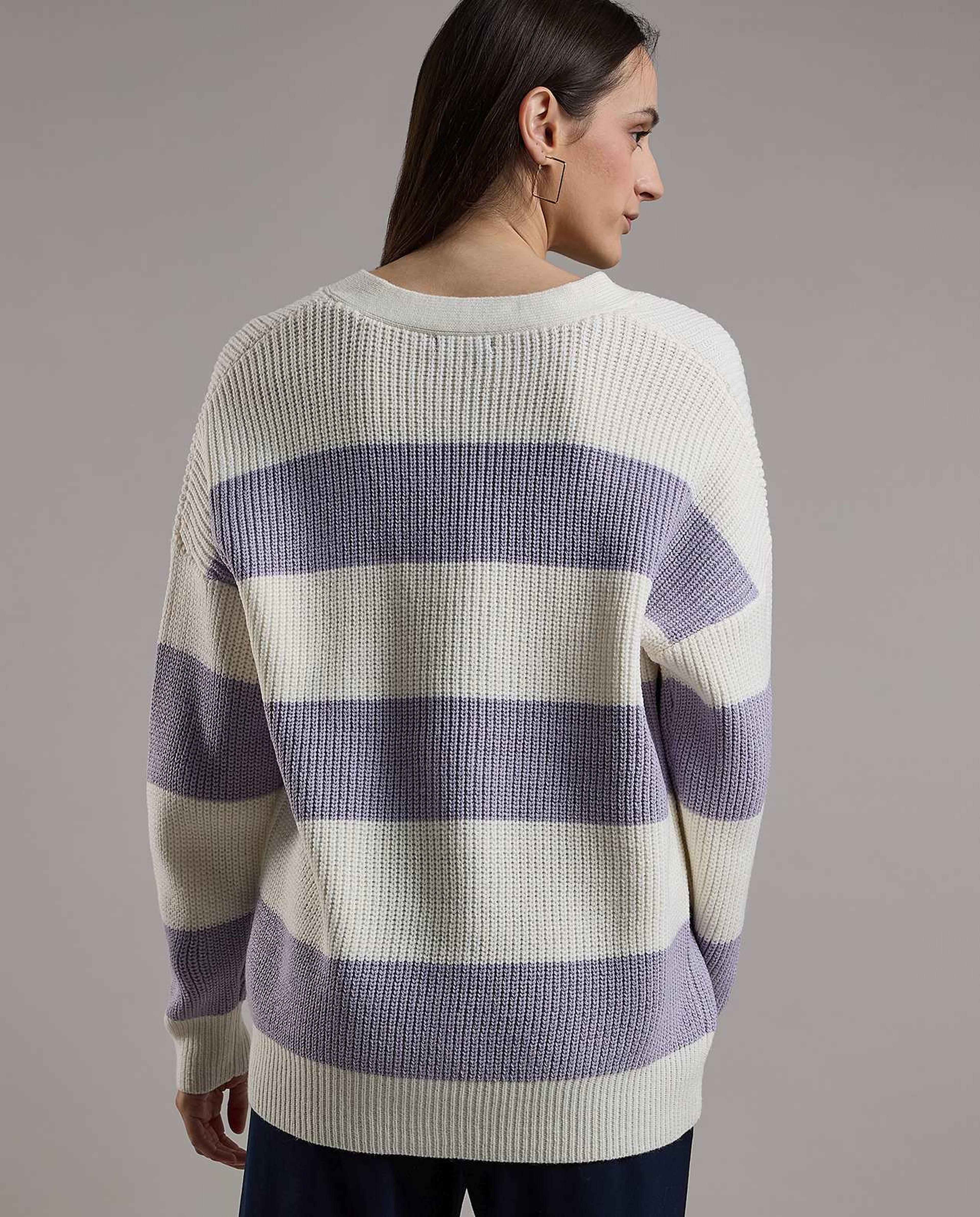 Striped Cardigan with Button Closure