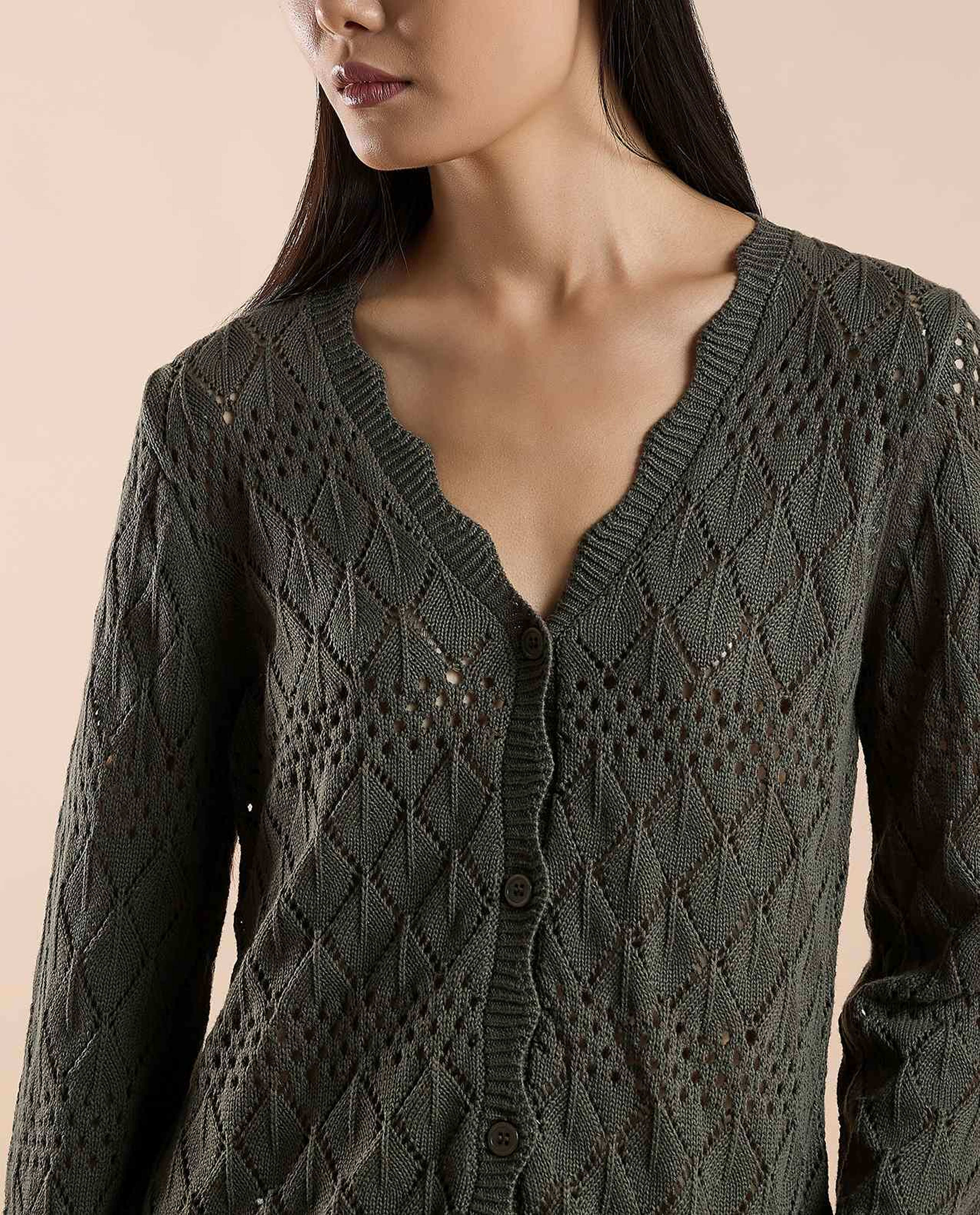 Knitted Cardigan with Button Closure