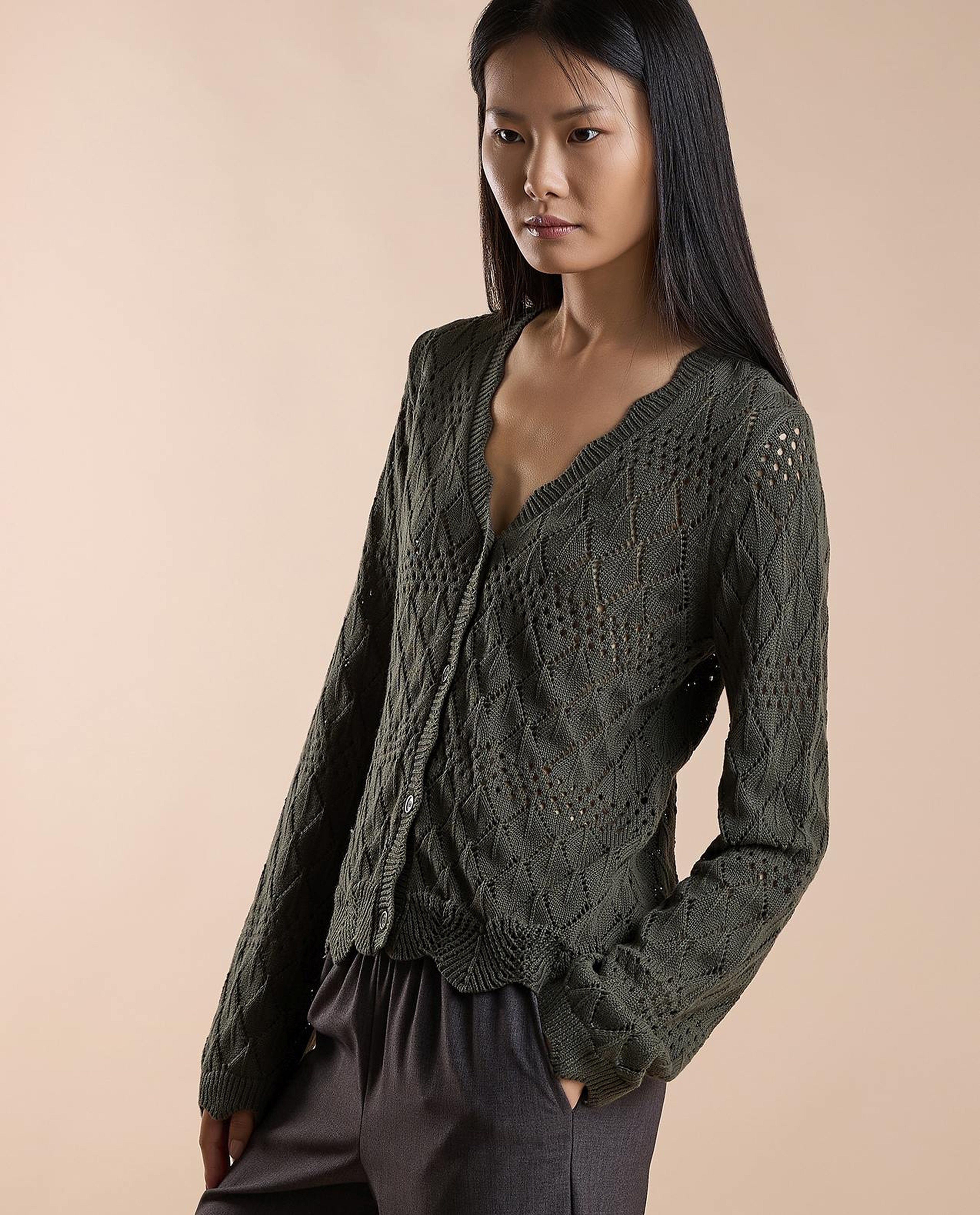 Knitted Cardigan with Button Closure