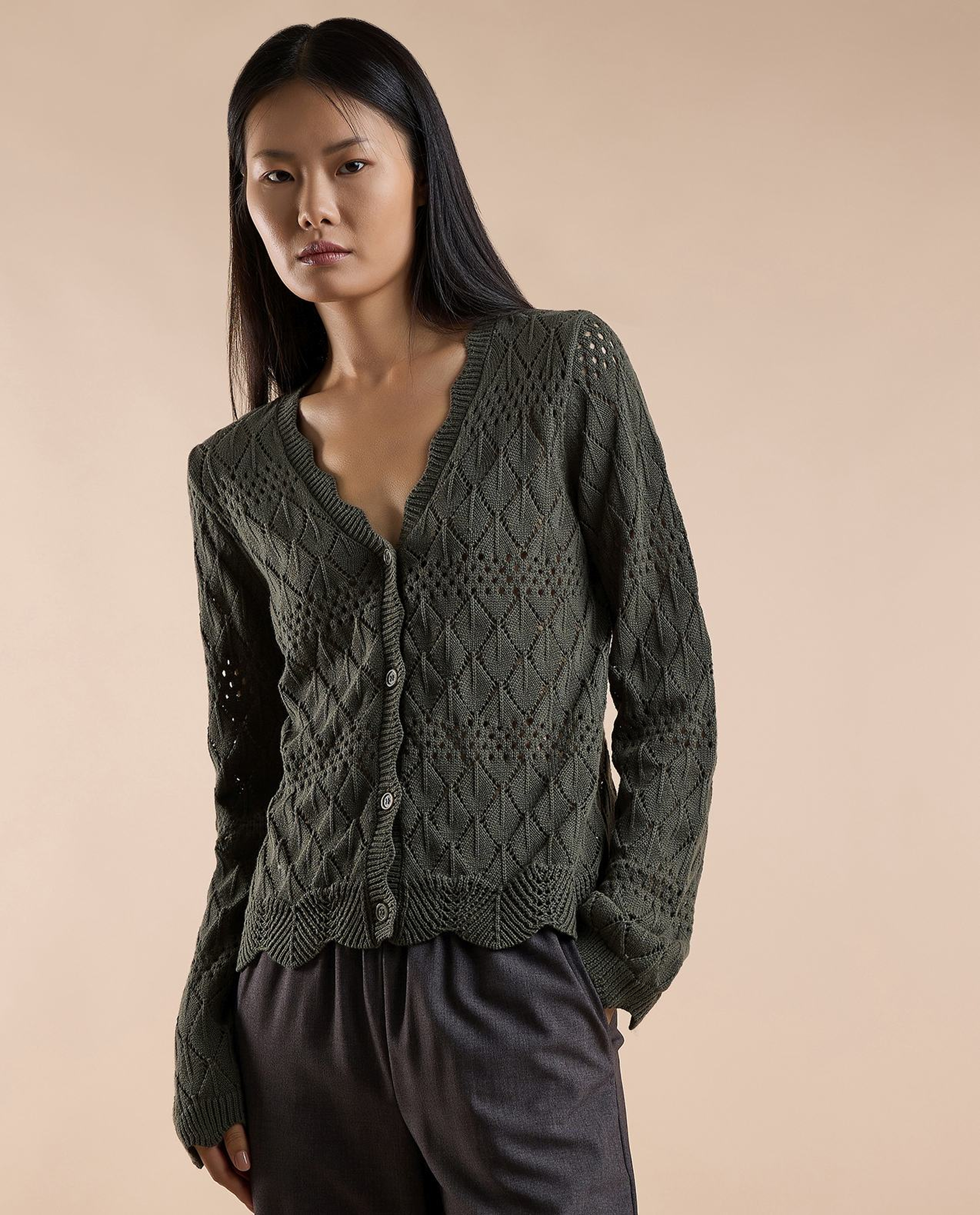 Knitted Cardigan with Button Closure
