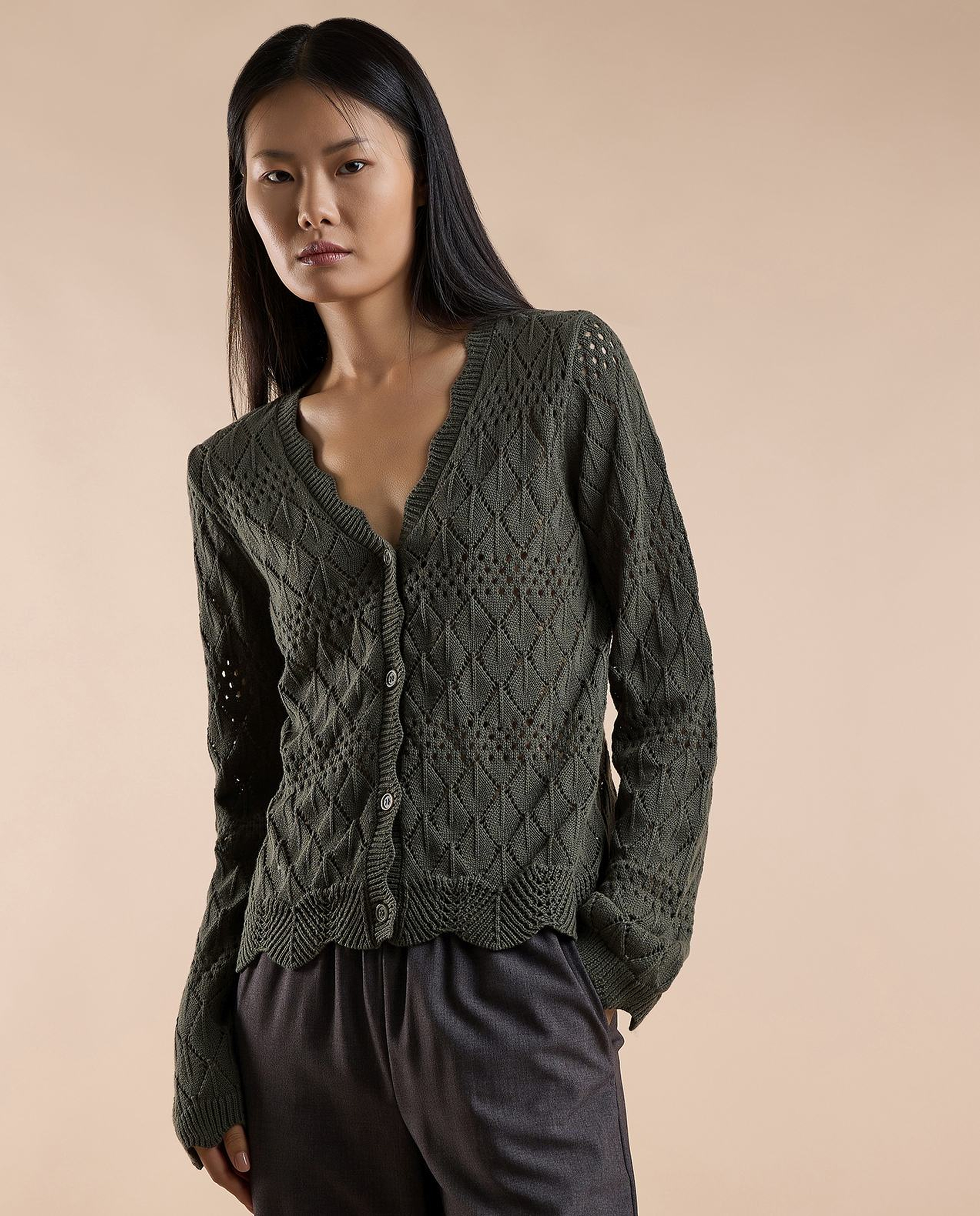 Knitted Cardigan with Button Closure