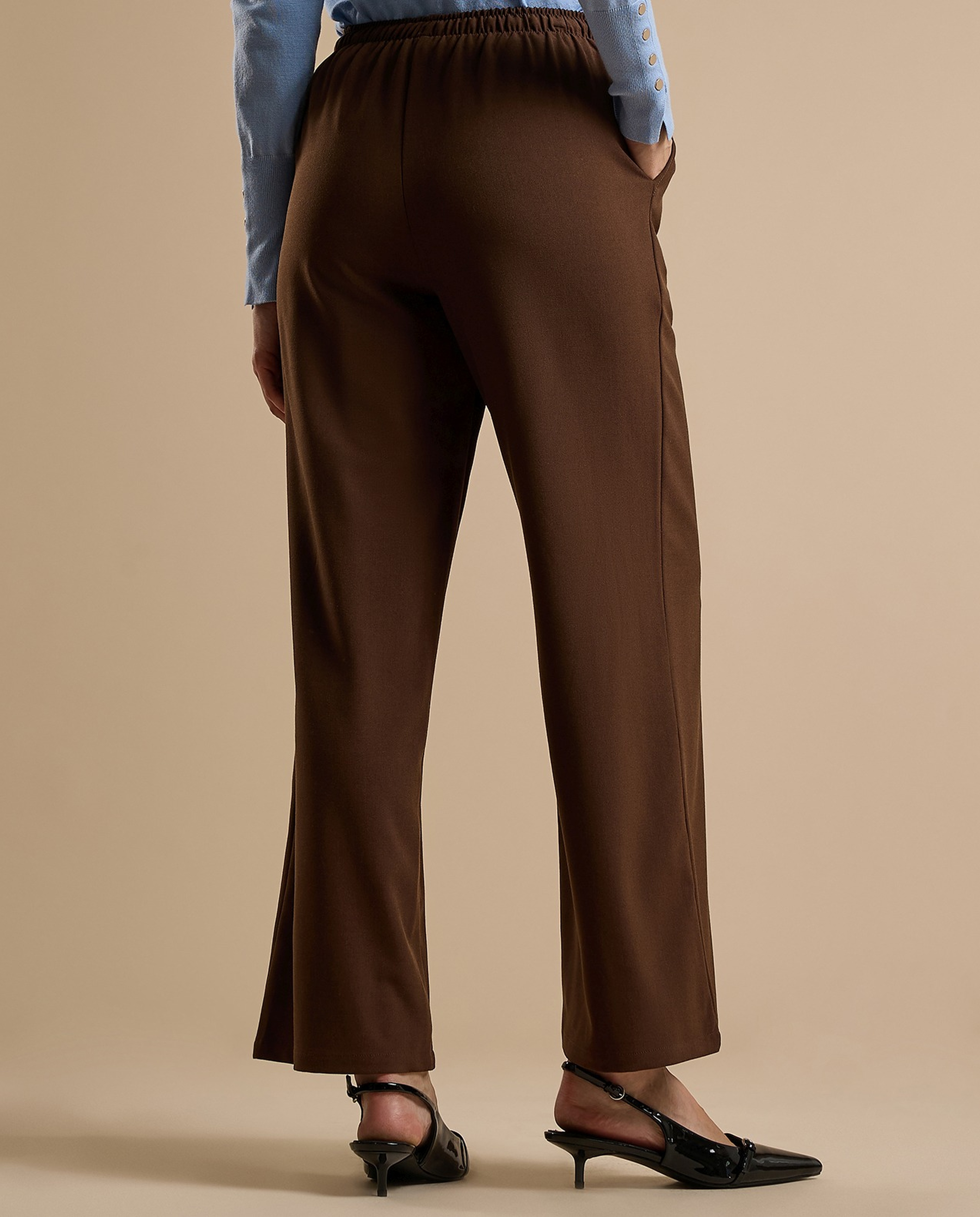 Solid Wide Keg Pants with Drawstring Waist