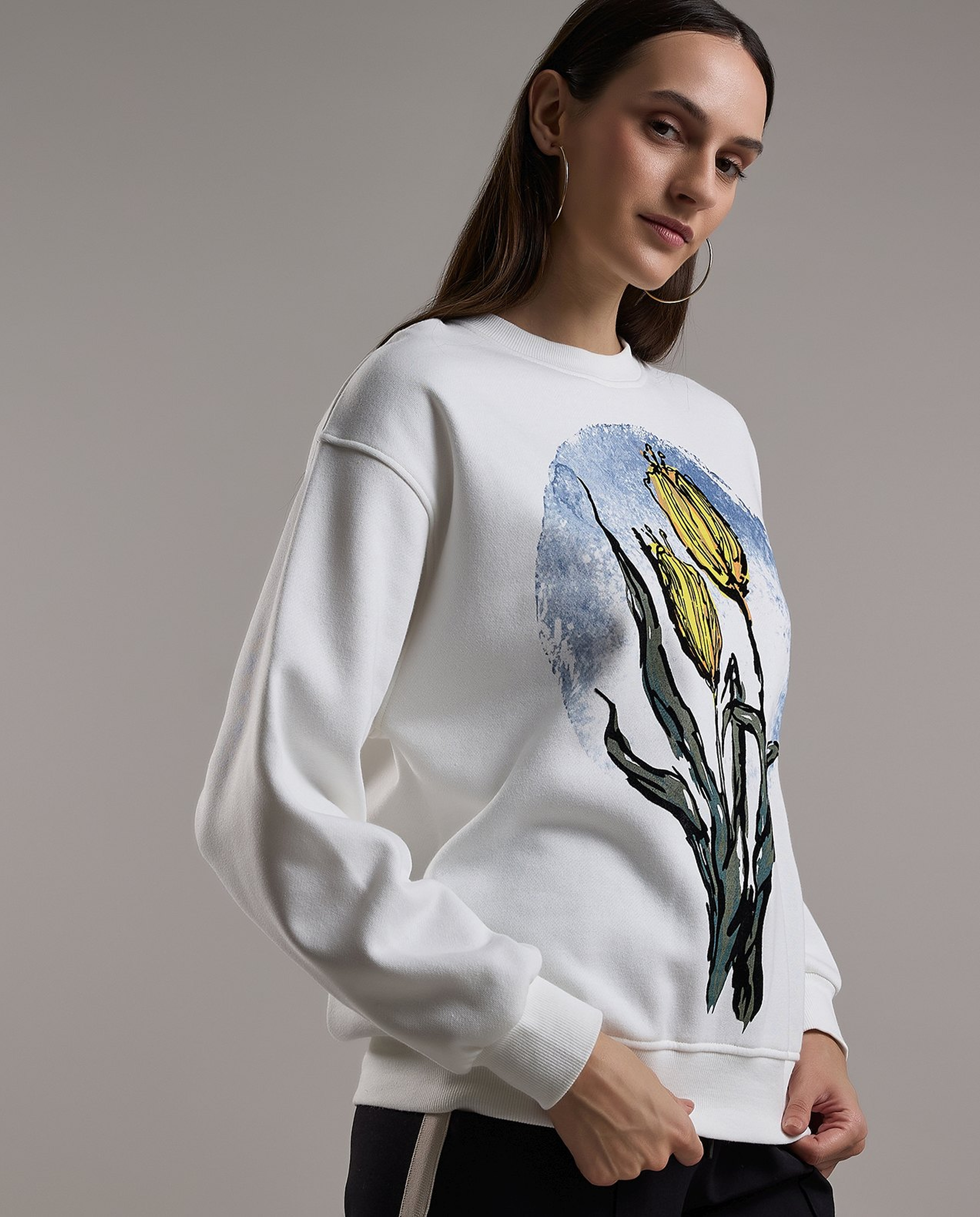 Printed Sweatshirt with Crew Neck and Long Sleeves