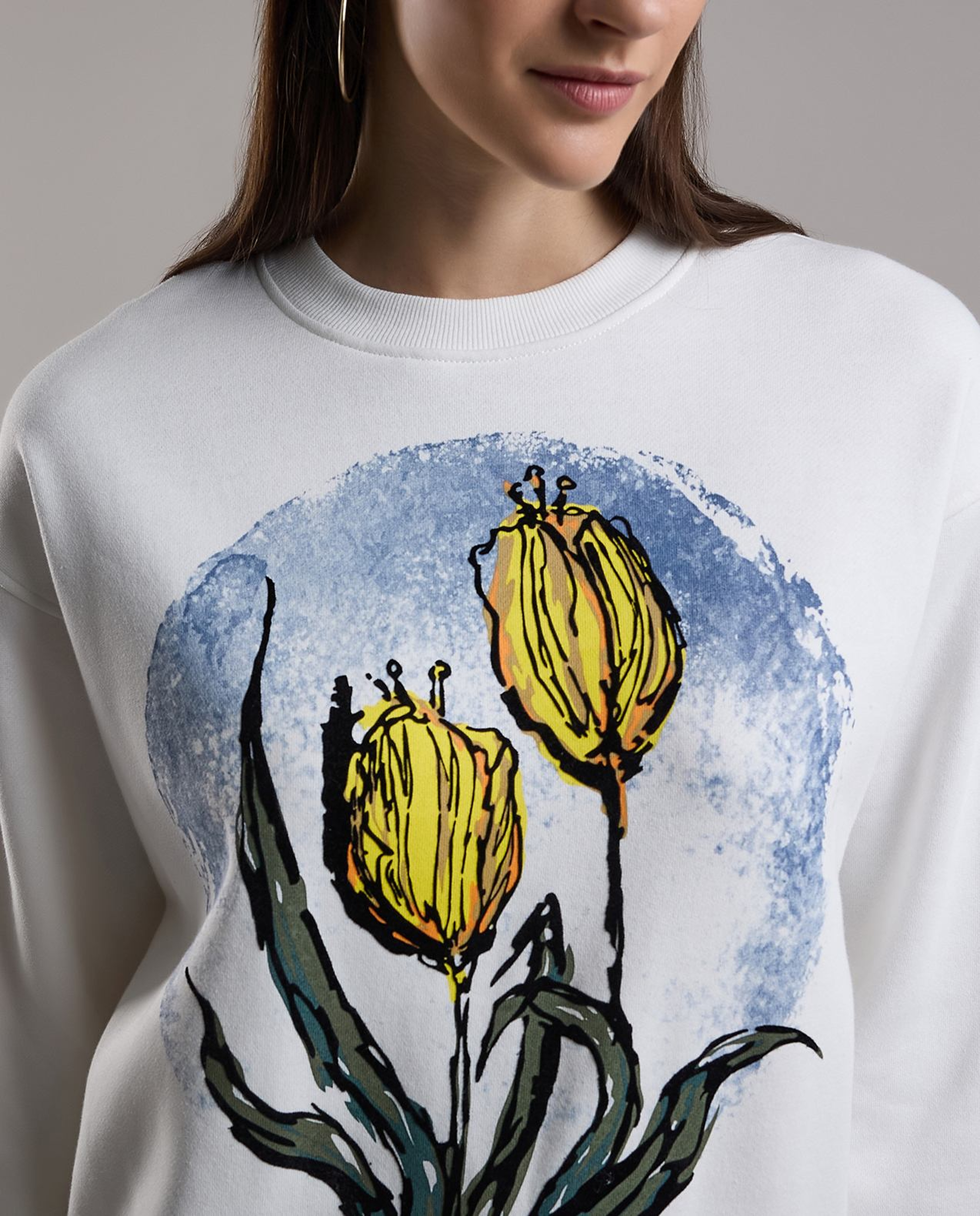 Printed Sweatshirt with Crew Neck and Long Sleeves