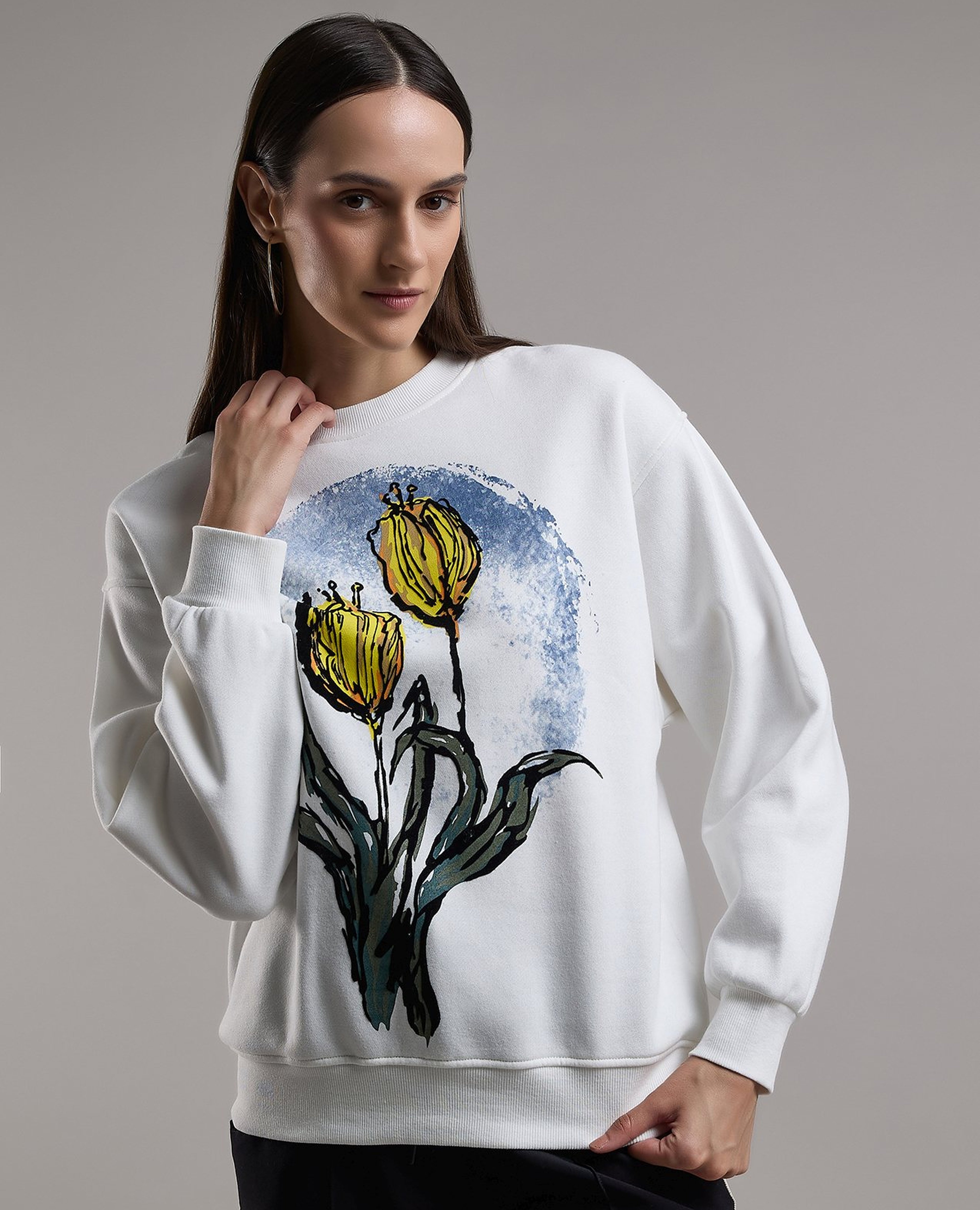 Printed Sweatshirt with Crew Neck and Long Sleeves
