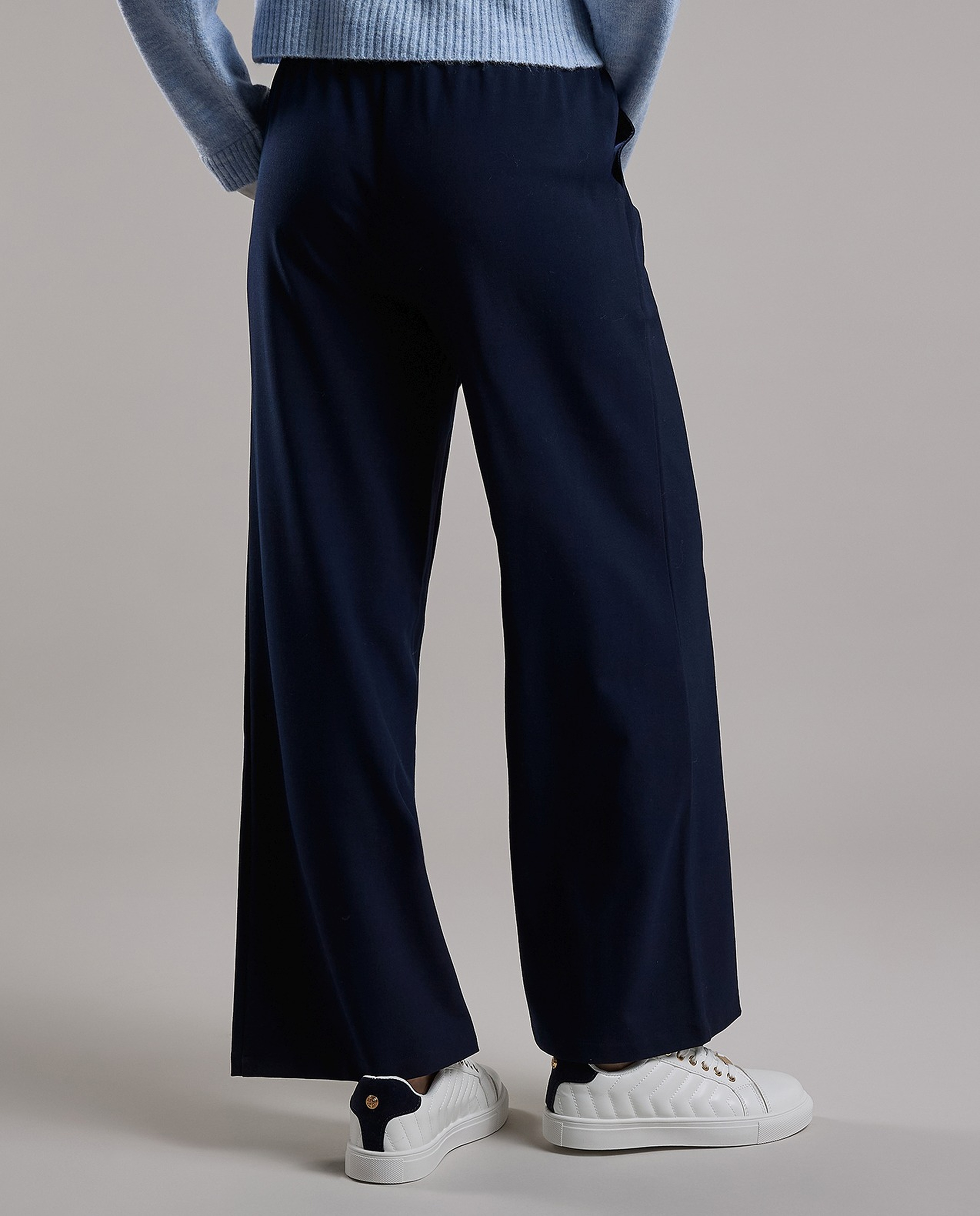 Solid Wide Keg Pants with Drawstring Waist
