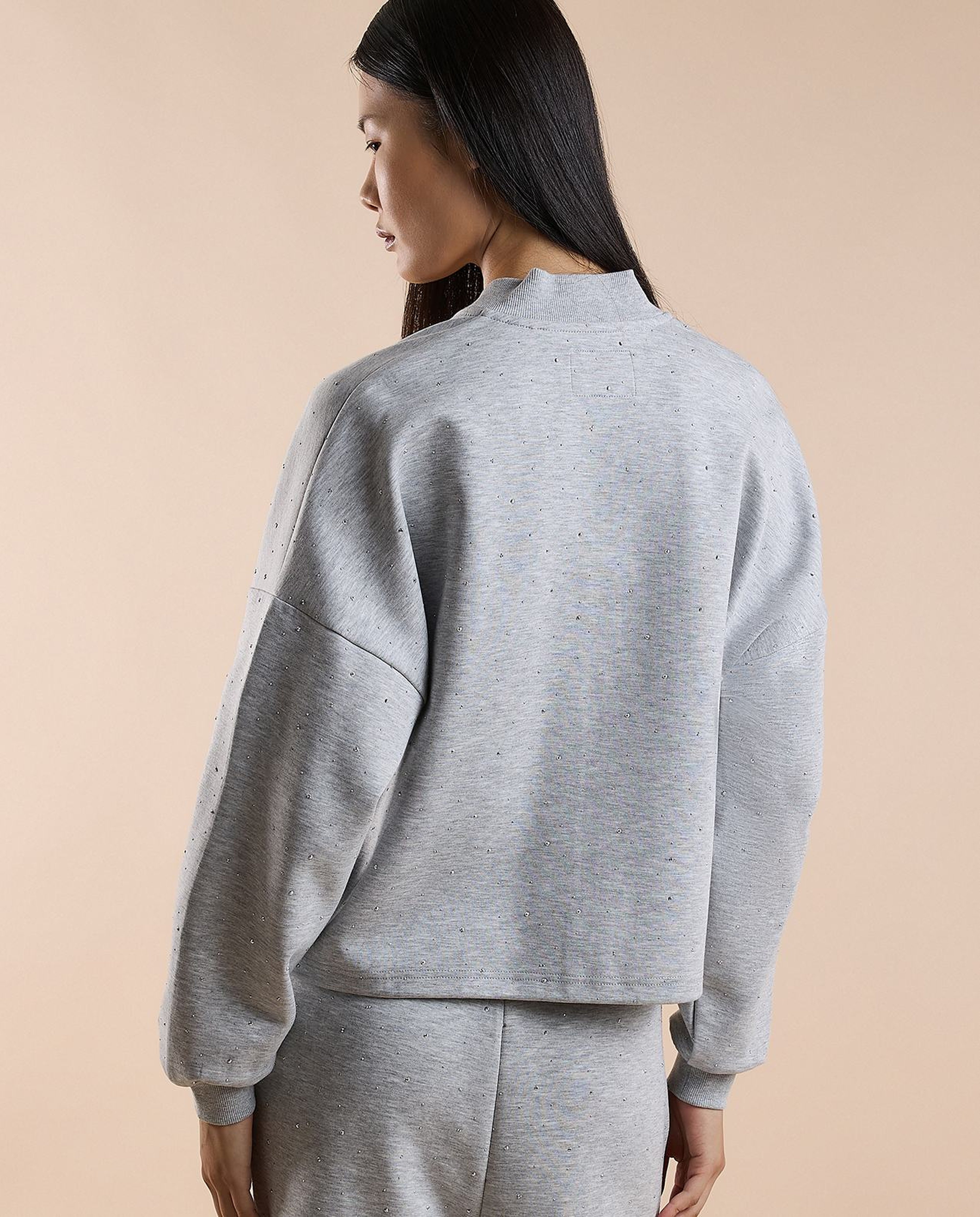 Textured Jacket with Zipper Closure