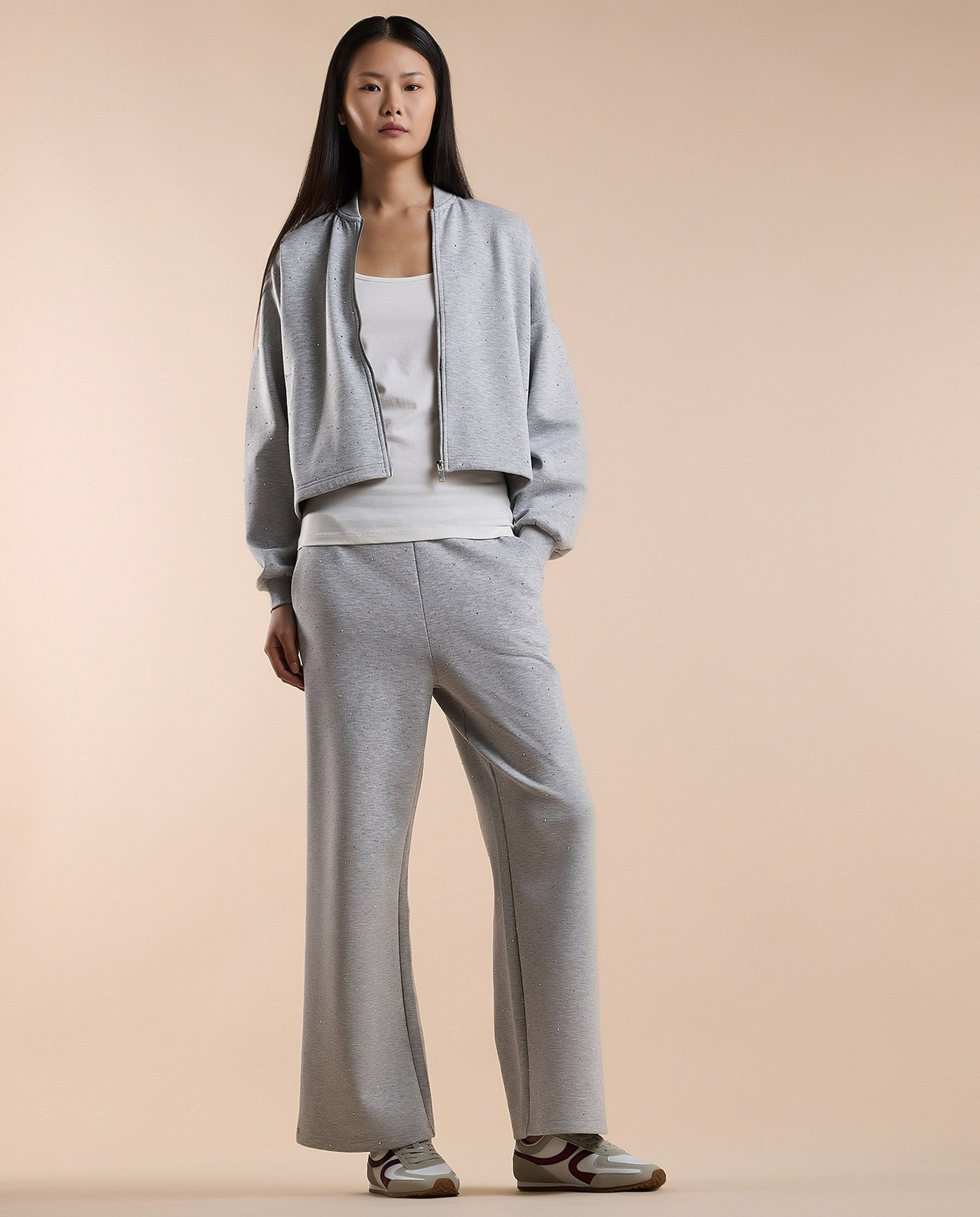 Textured Jacket with Zipper Closure